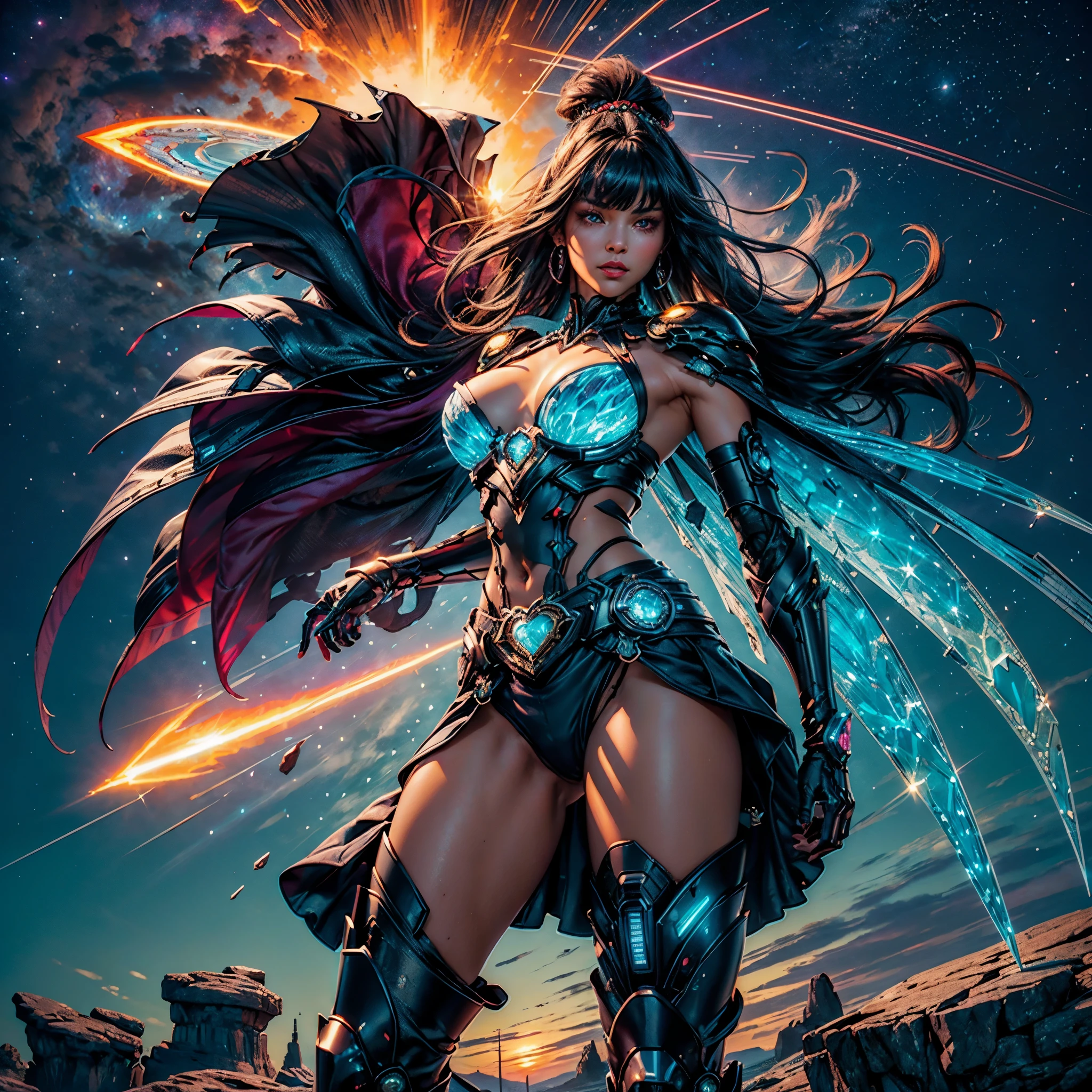 Ultra Hyper Epic Masterpiece (((Galaxy stars Nebula Spacious Sunrise evening_glow distant_view Sunset rich_colors colorful wide-angle_lens shooting_evening positive_film naturalistic_style))) Mech-Warrior Mecha_Gun Urban equirectangular deep path Heroe_suit mecha outfits motorcycle optimal bright_color dappled_sunLight meticulously intricate ultra_high-details ultra_high-res hyper pro-Photo-realistic ultra_high-quality ultra_high-def UHD XT3 DSLR HDR cybernetic synthetic Armored cyborgs "full-body prosthesis" strange augmented cybernetic gold frame sundrop backlight war "Heavy Metal" battle Will-o'-the-wisp dazzling Pilots Fancy Symmetrical ((Athletic gorgeous Afro Diva bangs Dreads Tanmed black_Skin sensual Effects Cheekbones Embarrassed reddener ultra beautiful (Bright epic eyes, Bright epic eyes) lazulis turquoises saphirs mouth open tongue teeth smile howling Floating Jacket Cape onyx Shoulders-Off Shirt Lace Clavicles White Papillotes reveal embroidered tiny breasts satin corsait red thick leathers felt skirts matching ample swinging spinels navel waist padlock silver agate reveal heart belt pubis bristles scarlet pubis-hairy indigo silk snap garters thighs legs boots)) extreme improved Octane-rendered opengl-shaders glsl-shader romm rgb pbr shading 3DCG fxaa global illumination cgi vfx sfx fkaa txaa rtx ssao post-processing post-production cell-shading tone-mapping Ultra_sharpness focus accurate max saturate reflex analogique Vivid DSLR color-coded luminescence volumetric Cinematic_Sunrise lightning contrast incandescent Cristallines hearth rubis invoque floraison monster blast flash lava glowing_color opale Tourmaline plasma fleuraison beholder Earth transparent perfection zentangle reflection tattoo sex "luis Royo" naked nsfw varied multi etc. --s 1000 --c 20 --q 20 --chaos 100
