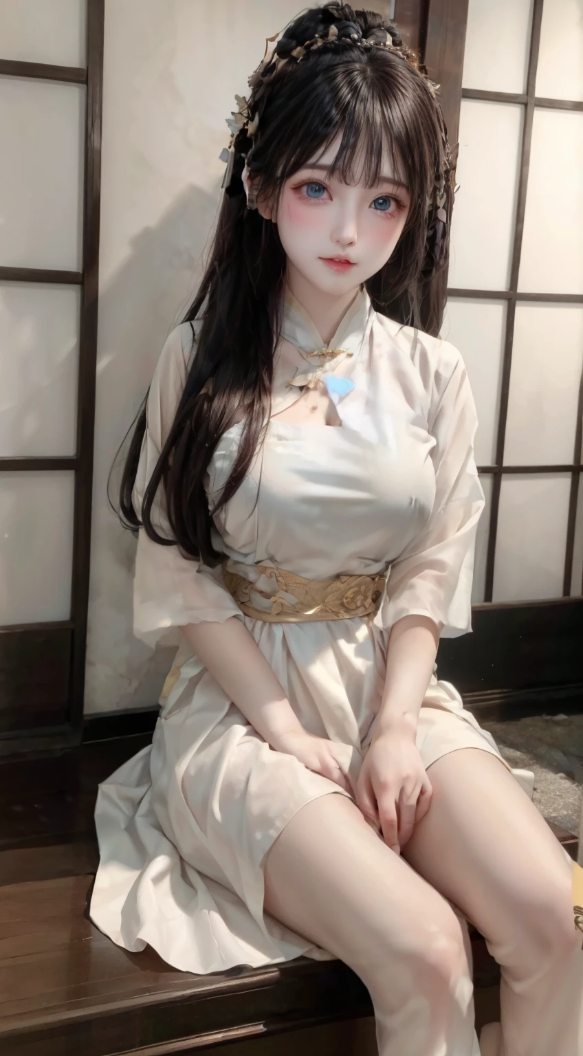 a princess 10 yeald old cute Hanfu dynasty open V-chested clothes royal, Wet body of thin silk fabric, Thin silk lace dress, (huge boobs,cleavage),, white pink ,best qualtiy,tmasterpiece,超高分辨率,(真实感:1.4),RAW photogr,(True skin texture:1.3),(filmgrain:1.3),(Selfie angle),1个Giant Breast Girl,Beautiful eye and face details,tmasterpiece,Best quality at best,,The chest more exposed, detailed hair,above looking down facing at camera, short skirt,,Super big eyes,Detailed face,shiny pupils, (a garden,moon palace,), luxury, jewery accessory, gold