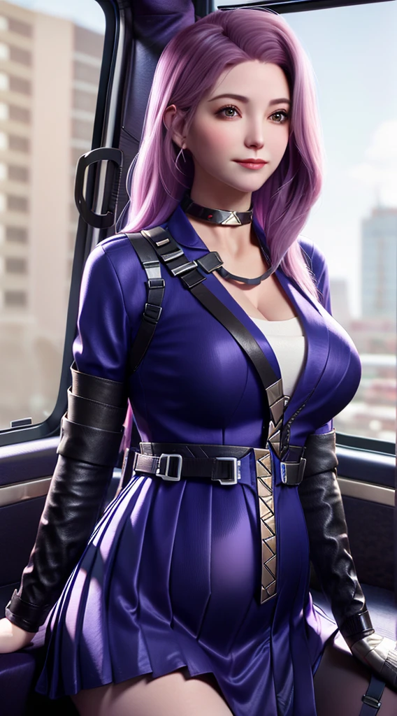 Mature female,belt,Pantyhose, arms back behind, Cityscape,Night,face markings,Sitting in the car,Close-up, Indoors,Table,window, 1girll,Blush,Skirt,pouch, Jacket,belt pouches,thigh holster,  Tight straps,view the viewer, shirt,choker necklace,arms back behind,Pregnant belly, maternity attire for pregnant women，maternity dress，pregnant belly，Pregnant belly，ssmile，， big breasts 