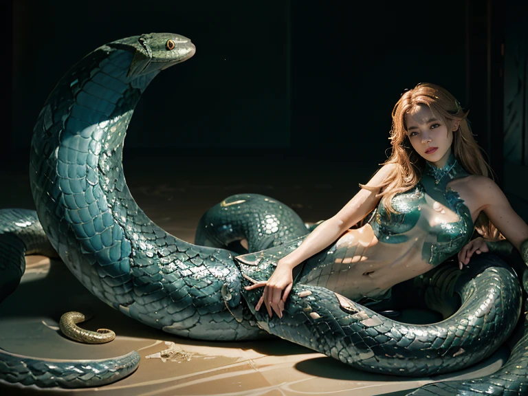 3girls, medusa faces, dark skinned, forest, amazonia, jungle, river, snake mermaid in reproduction process with you, girls in water, snake females, humanoid snakes, dark skin, multiple snake-girls play with anacondas, Medusa and her sisters, snake girls, snake eyes, snake skin on face, snake scales on face, detailed snakeskin, snake tail, black hair, enroulé dans des queues de serpents, Anaconda, detailed jewelry, illumated blue eyes, big eyes, detailed eyes makeup, snake integral suit, vêtements très serrés avec des coutures tendues, filles regardent l'objectif, filles regardent la caméra, regards intenses, regards captivants, regards coquins et séduisants, regards subjectifs, corps de serpent, full bodies, tied hair, HD, high definition photo realistic, straight wet hair, cheveux courts, (short hair:1.4), tied hair en chignon, (asymetric cut hair:1.2) ,(hime cut:1), photo professionnelle, photo, 8K, robe moulante, filles humides, lipstick, asymetric makeup on lips, black makeup, hyper realistic, (nsfw:1), black lips, looking at camera, professionnal UK fetish porn scene,