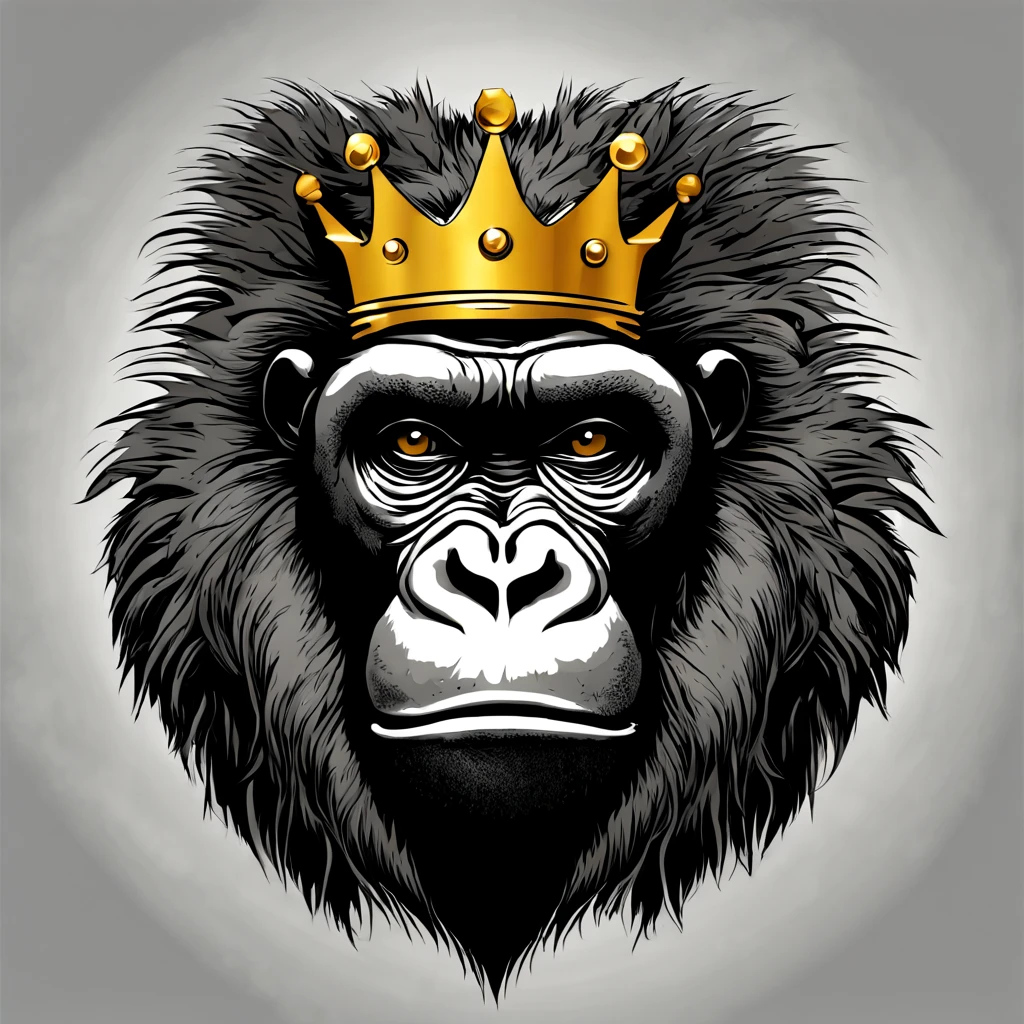 Gorilla with vector illustration of golden crown, e Oculos escuros