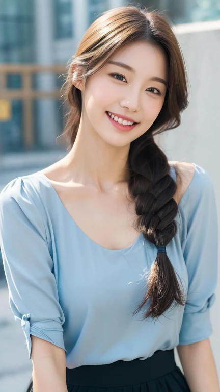 ((best quality, 8 thousand, masterpiece:1.3)), Concentrate upon: 1.2, perfect body beauty: 1.4, hip: 1.2, ((Hairstyle Random, clavicle: 1.2)), (short skirt: 1.1) , (rain, distance:1.3), Highly detailed face and skin texture, good eyes, double eyelid, White skin, long hair, laugh, long legs: 1.5, whole body: 1.5, 네 손가락과 한 엄지손가락의 최적 rain율, smiley face, Face texture: 1.3, sunlight, summer, clavicle, beautiful eyes, real face, real skin, realistic face, realistic skin, detailed eyes, detailed face 특징, detailed clothing features, detailed face, tight fit, tight fit, Girl dress up random, Background Office: 1.5, Upper Body Shirts