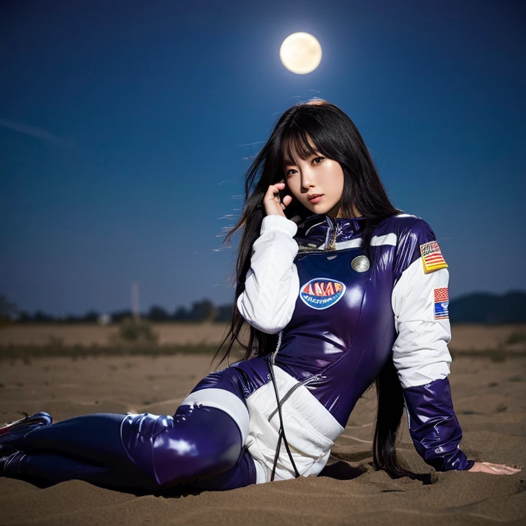 Lunar surface Glamour Asia woman Spacesuit