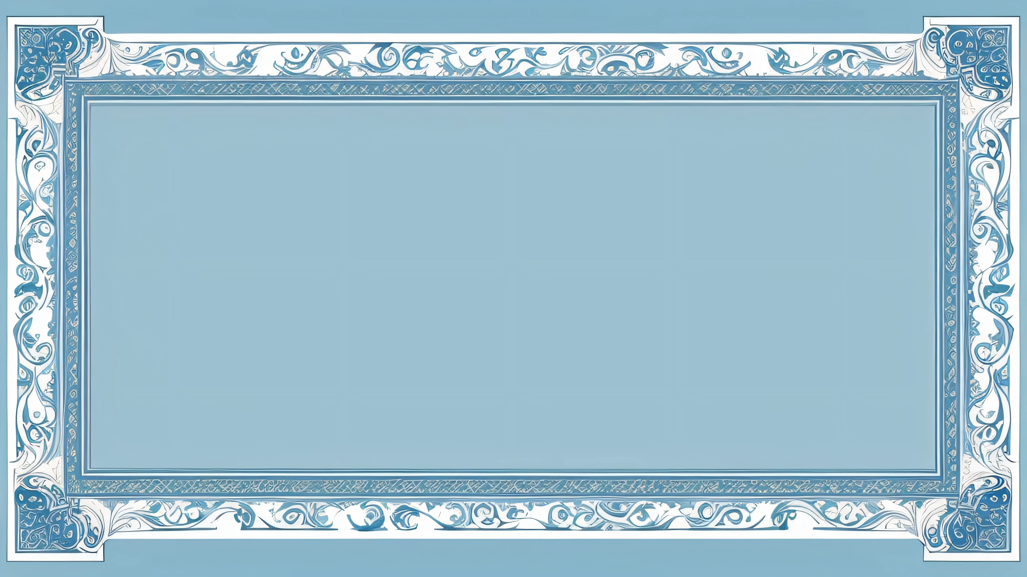 Very gorgeous and exquisite decorative border,light blue white background,best quality,extremely complex,masterpiece