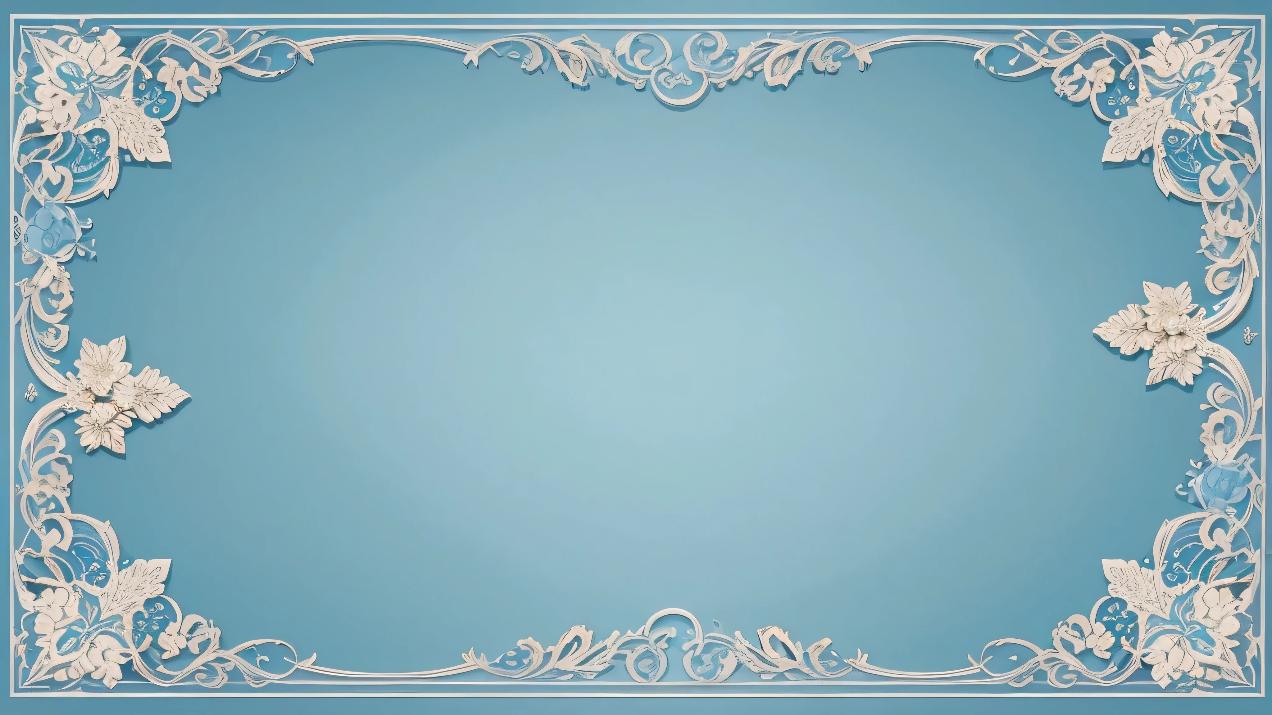 Very gorgeous and exquisite decorative border,light blue white background,best quality,extremely complex