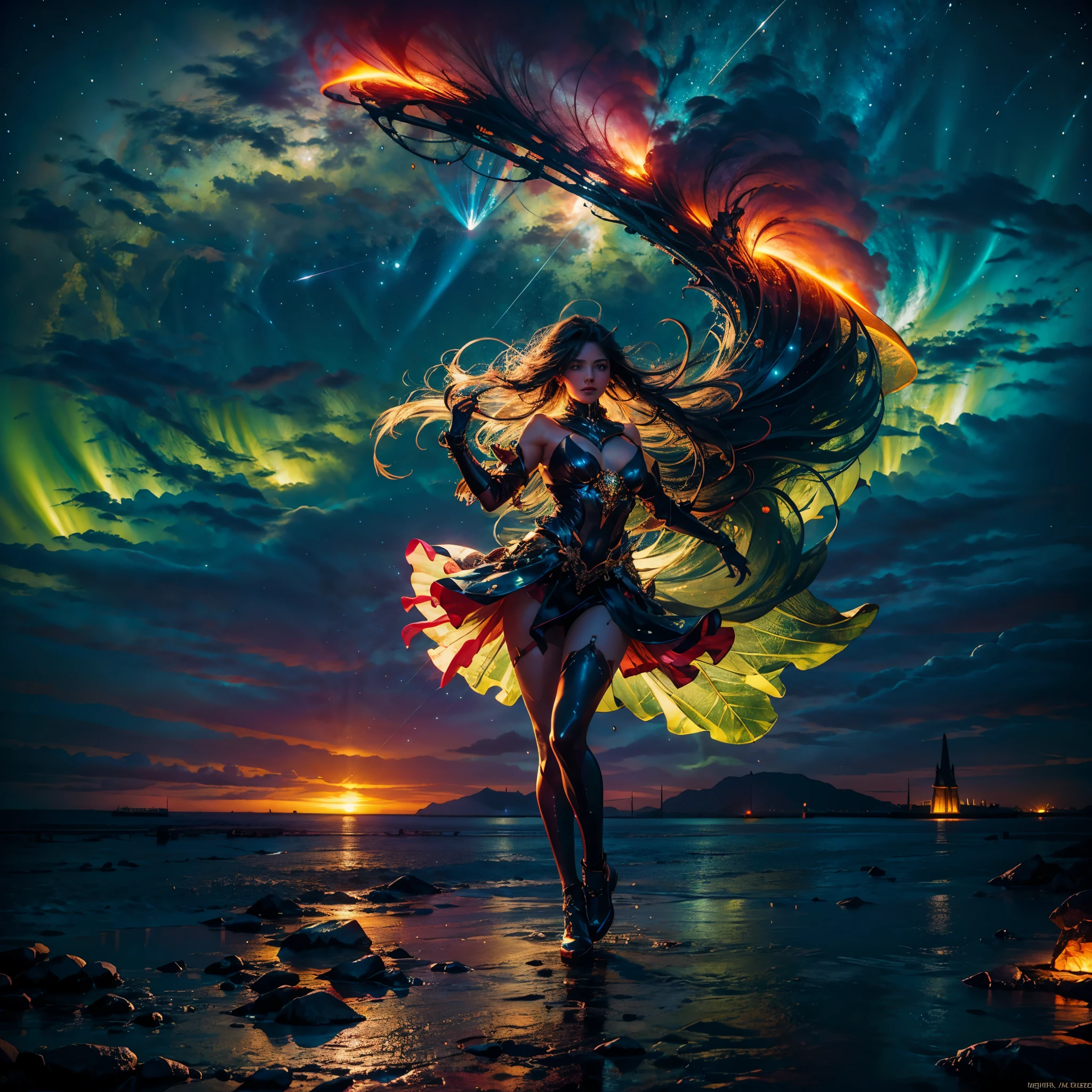 Hyper Vibrant Nebulae Octans by_Mappa Spacious Starry_sky ((🎈Sunset epic sunshine parabolic sunrise Rain_Color Colorful_liquid_on_naked_body:1.3 Colorful_body Colorful_ink_on_hair:1.2 Rainbow Abundant_colorful_liquids White_liquid fullbodye wet_Color_liquid)) In the vast expanse of the cosmos, a breathtaking image unfolds before your eyes. In the heart of a starry galaxy, vibrant nebula dance and swirl, their ethereal colors blending and intertwining. The scene is a symphony of cosmic beauty, with tendrils of interstellar dust and gas reaching out into the void. The stars shine with an otherworldly brilliance, illuminating the cosmic tapestry that stretches across the vastness of space. It is a visual feast for the senses, an awe-inspiring glimpse into the wonders of the universe. BREAK,Detailed,Realistic, highly detailed digital art,octane render, bioluminescent, BREAK,by Mappa studios,masterpiece,best quality,official art,illustration,ligne claire,(cool_color),perfect composition,absurdres, fantasy,focused,rule of thirds masterpiece meticulously intricate 🎠deep path equirectangular🎡 ultra_high-details extreme improved ultra_high-quality ultra_high-res ultra_photo-realistic optimal ultra_sharpness perfection accurate volumetric SunLight Lightning_contrast global_illumination cgi vfx sfx reflex Octane_rendered ultra_high-def UHD XT3 DSLR HDR romm rgb pbr 3dcg fxaa blu-ray vivid colors-coded anti-aliasing fkaa txaa rtx ssao opengl-shaders glsl-shaders post-processing post-production cell-shading tone-mapping ❤luminescence 😘glow 👩Heart hearth Crystalline butterfly earth invoke monarch magic fleuraison monster monstrous creature sundrop slide onyx summon transparent ruby Earth hearth bloom flash Tourmaline opal strange glow hole reflection varies multi etc. --s 1000 --c 20 --q 20 --chaos 100