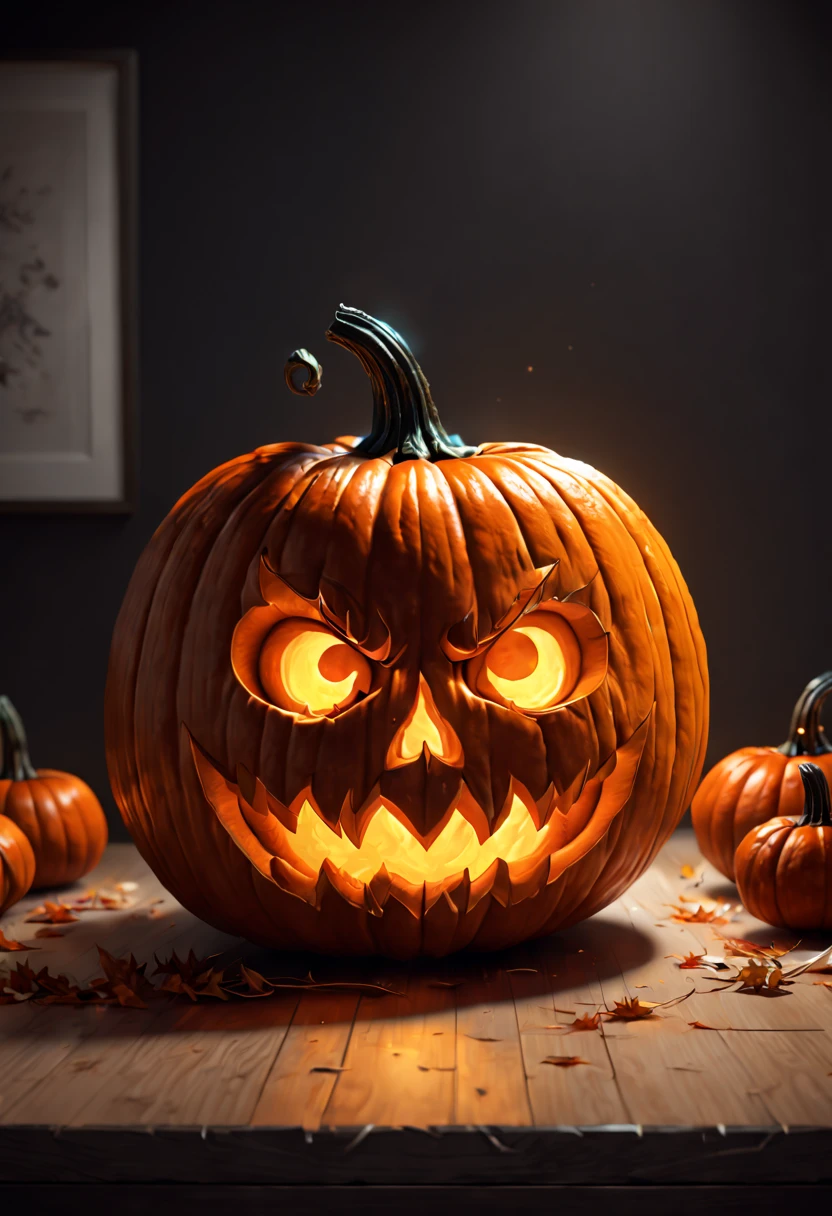 carved out of a pumpkin, clean lines, ambient light, octane render, (best quality, masterpiece, Representative work, official art, Professional, 8k), (art by Alena Aenami)