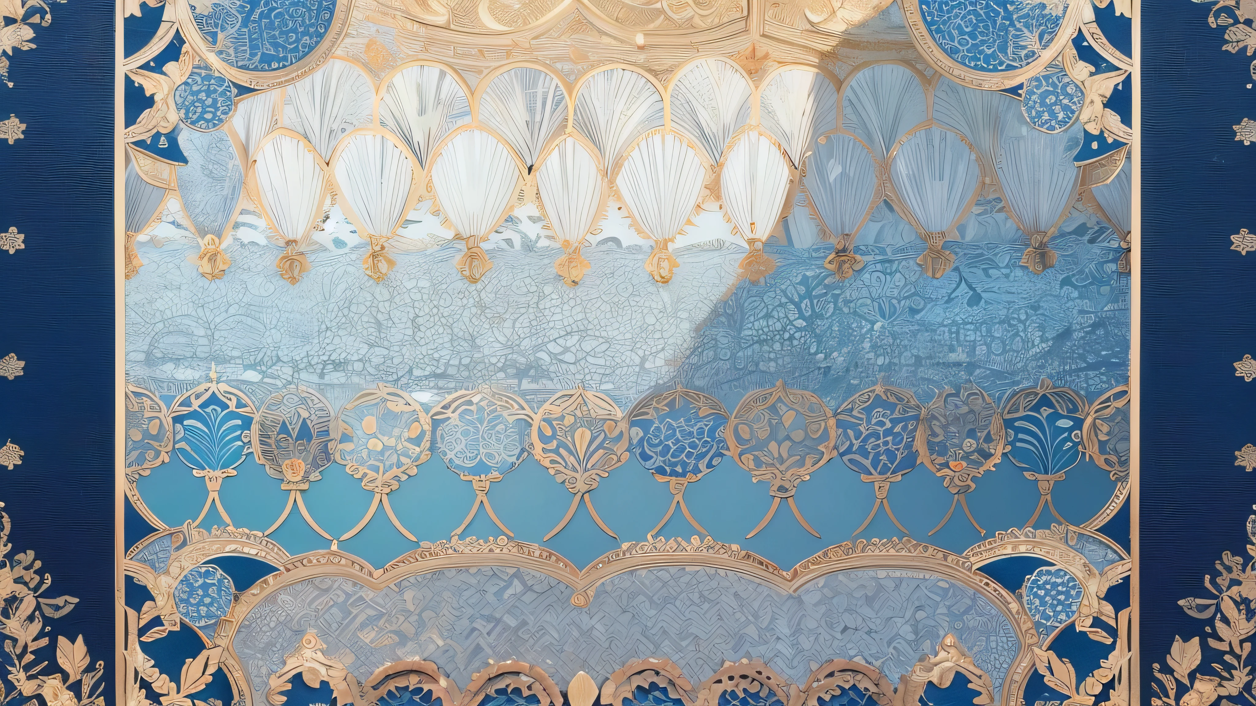 Extremely gorgeous and exquisite pearl water pattern decorative border，light blue white background，best quality，extremely complex，masterpiece，Fully clear plane with no light and shadow