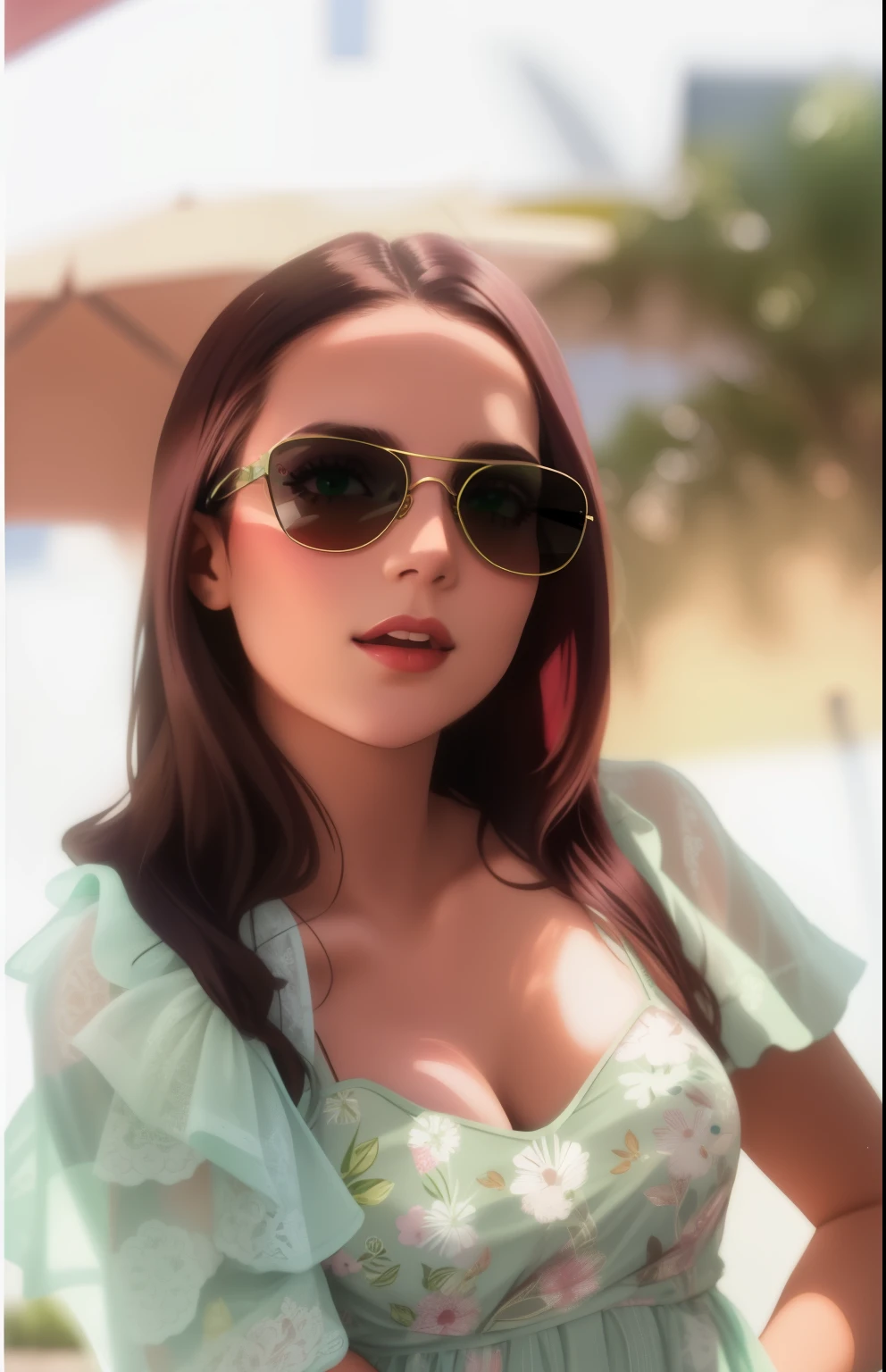 a close up of a woman wearing sunglasses and a green dress, no sol, with sunglasses, profile picture with headshot, taken at the beginning of 2020, Mulher de 30 anos de Cuba, wearing sunglasses, imagem de perfil, woman with pink glasses, 🤬 🤮 💕 🎀, Mulher de 3 0 anos, mulher de 30 anos