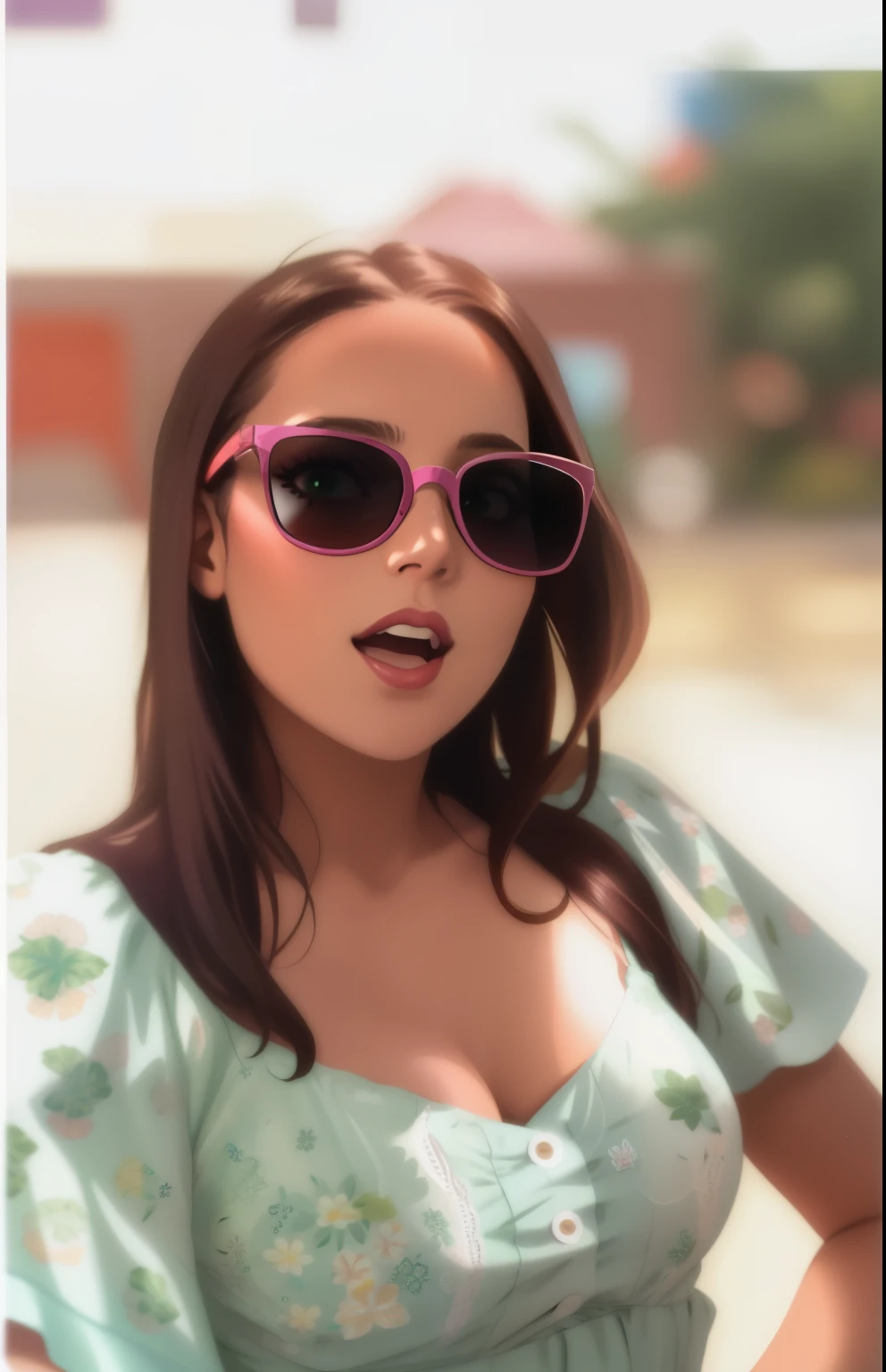 a close up of a woman wearing sunglasses and a green dress, no sol, with sunglasses, profile picture with headshot, taken at the beginning of 2020, Mulher de 30 anos de Cuba, wearing sunglasses, imagem de perfil, woman with pink glasses, 🤬 🤮 💕 🎀, Mulher de 3 0 anos, mulher de 30 anos