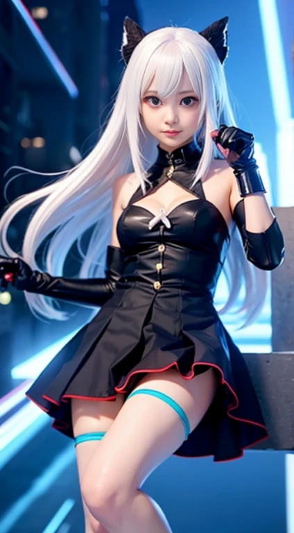 anime girl with white hair and black gloves, Hajime Yatate, with your index finger, Cute girl anime visual, white haired god, official anime yet, Still from the TV anime, a-1 photo, Today's featured anime is still, anime movie screenshots, looking at a bloody fist, Anime visual of a young woman, From Dolls Frontline