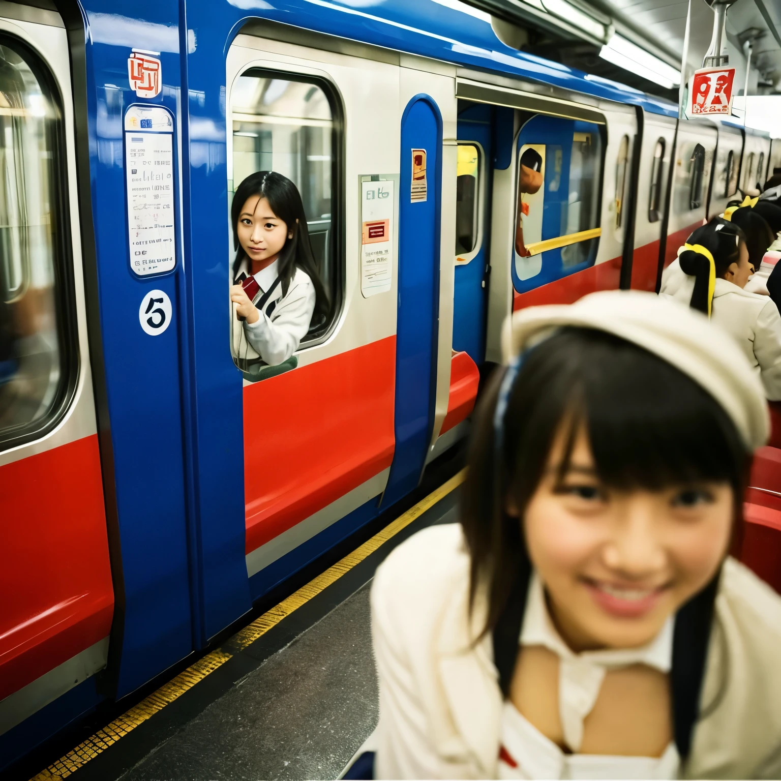 By train、High school girl is molested