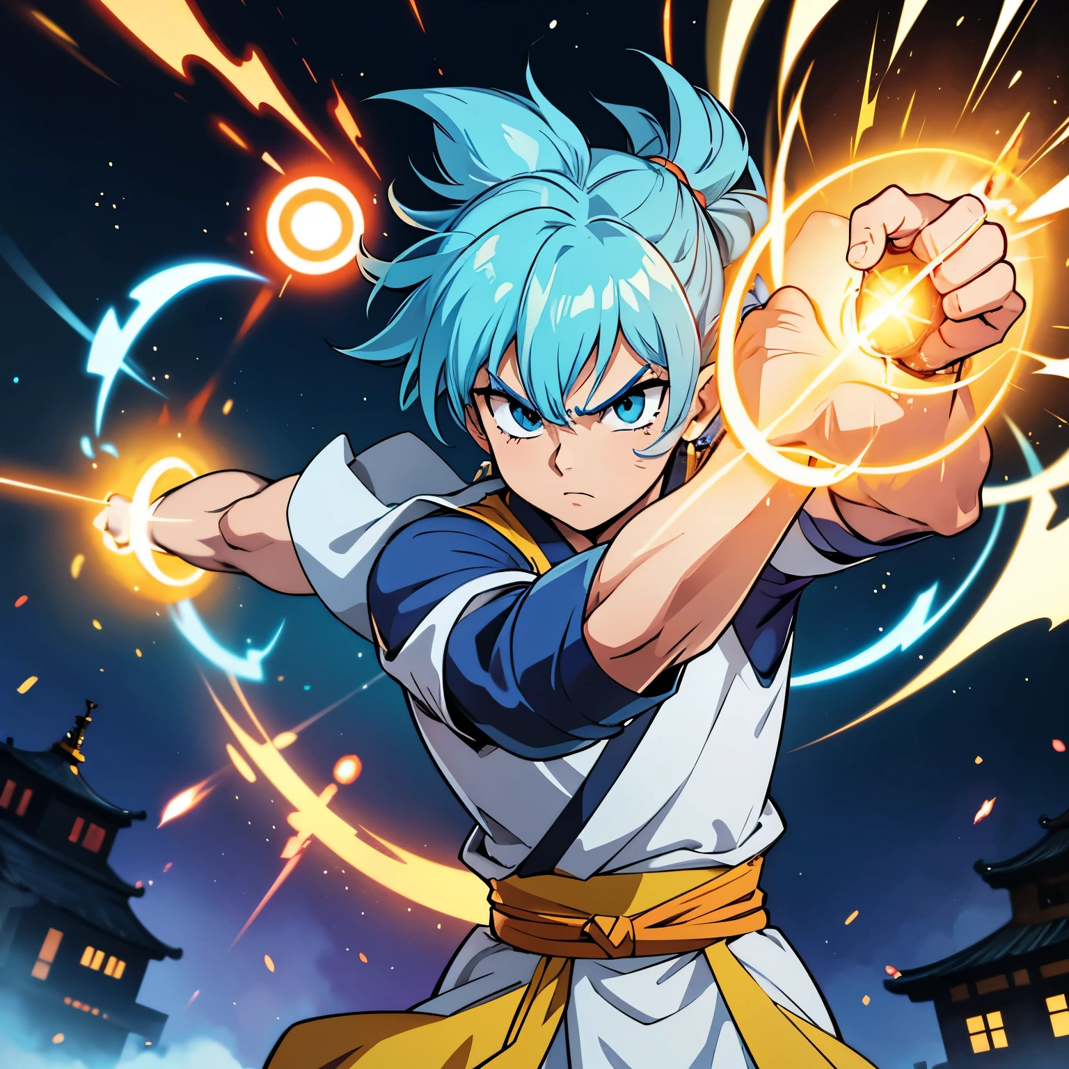 As you focus your energy and visualize the Kamehameha, the air around you crackles with electricity, building up to the ultimate release of energy that will leave your opponents in awe