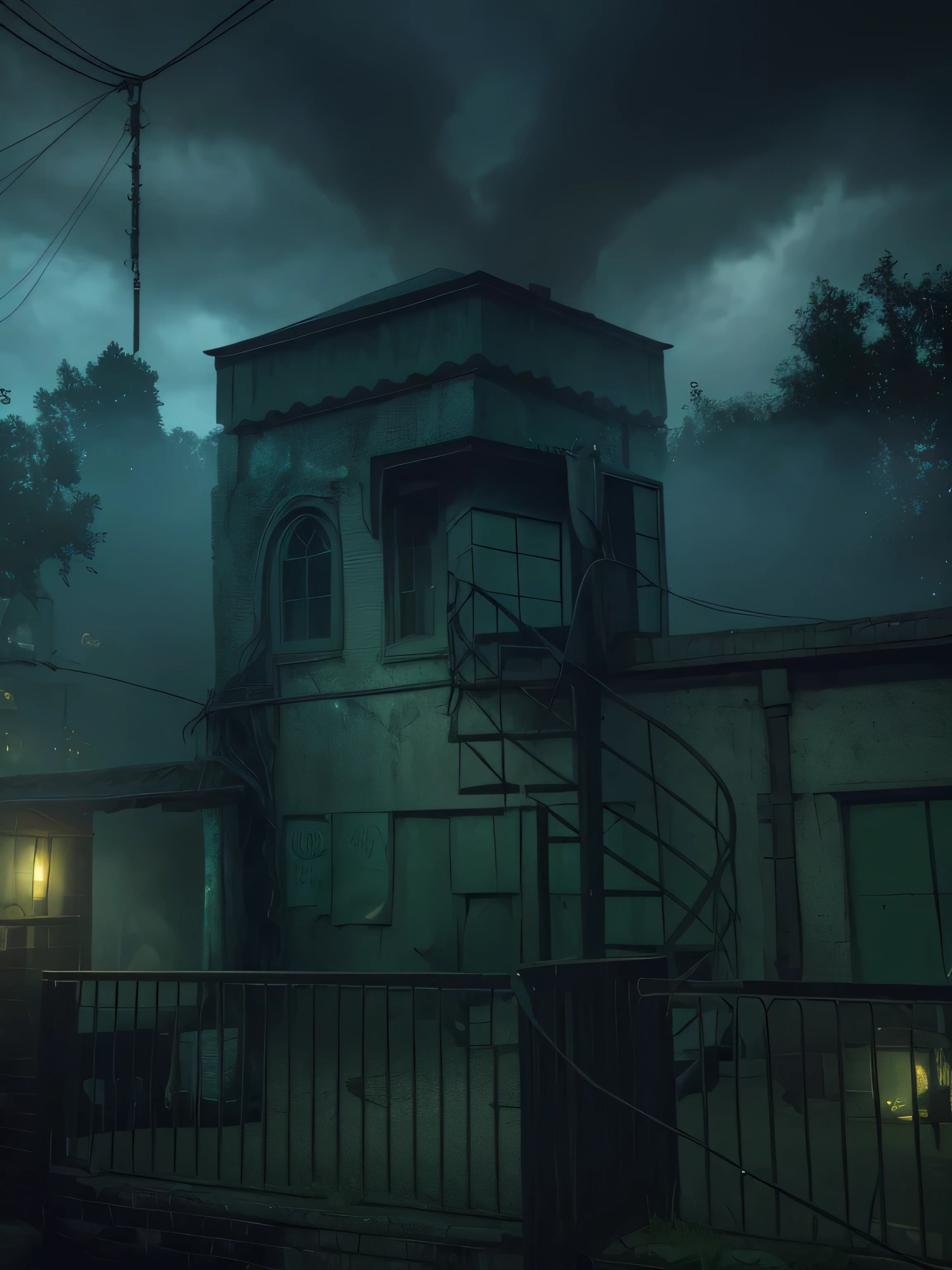 Create an atmospheric and haunting portrayal of Innsmouth village from H.P. Lovecraft's tale. Capture the essence of the eerie and unsettling atmosphere described in the story. Depict the village in a surreal and ominous manner, where the darkness seems to seep into every corner. Utilize a digital art style to bring out the unique characteristics of Innsmouth, using 3D modeling and rendering to enhance the depth and detail. Employ a cool and muted color scheme to further enhance the unsettling ambiance. Use dim and mysterious lighting to add to the sense of mystery and dread that envelops the village. The result should be a high-definition and 4K resolution illustration that transports viewers into the chilling world of Innsmouth and H.P. Lovecraft's imagination.