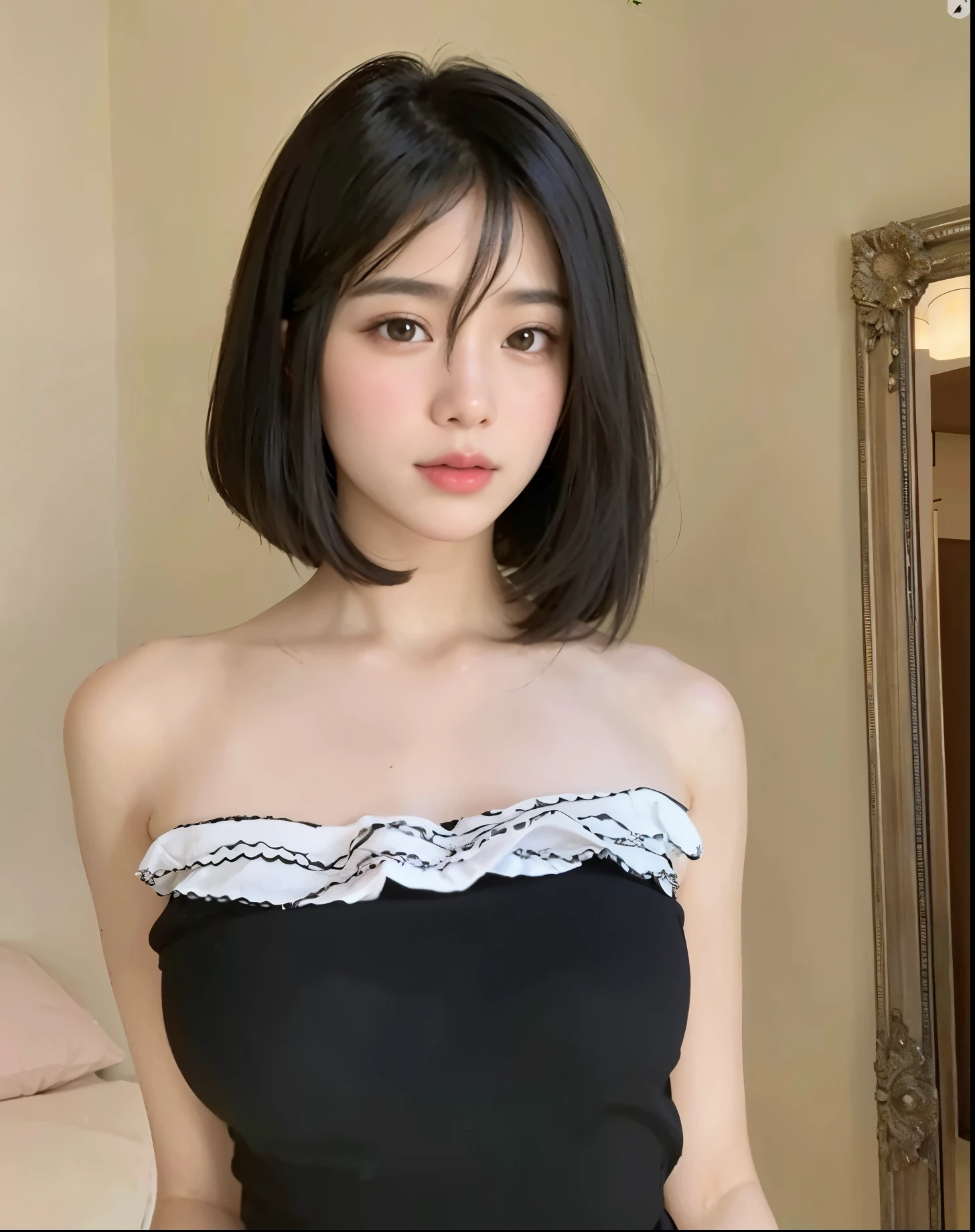 mulher arafed em um vestido preto posando para uma foto, penteado com corte hime branco, com cabelo curto, anime garota tailandesa, corte de cabelo preto hime, beautiful asian girl, 18 s de idade, men 19 anos, gar cara fofa, beautiful chinese model, linda mulher sul-coreana, garota jovem e fofa
