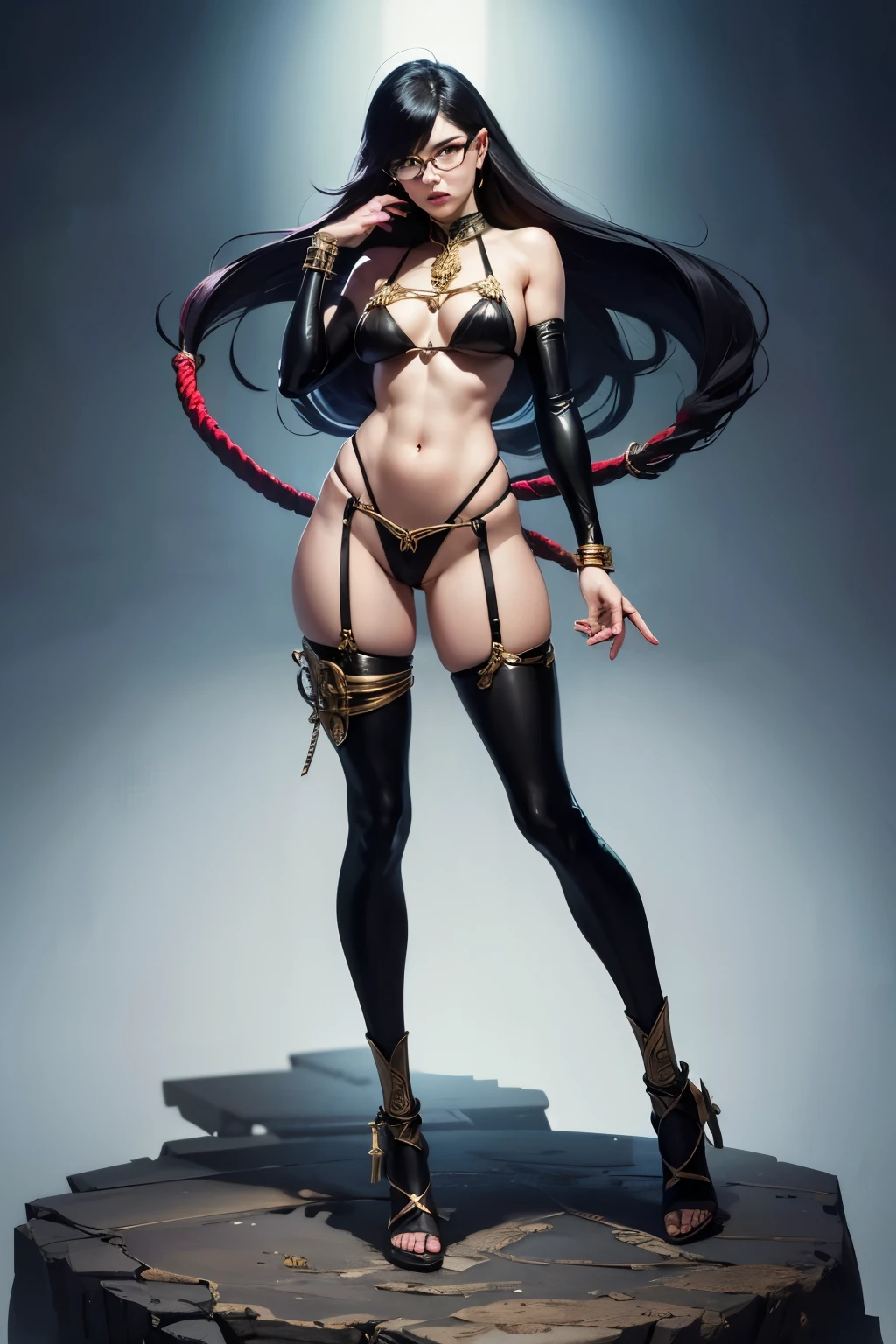 Full-body Bayonetta wearing micro rope bikini