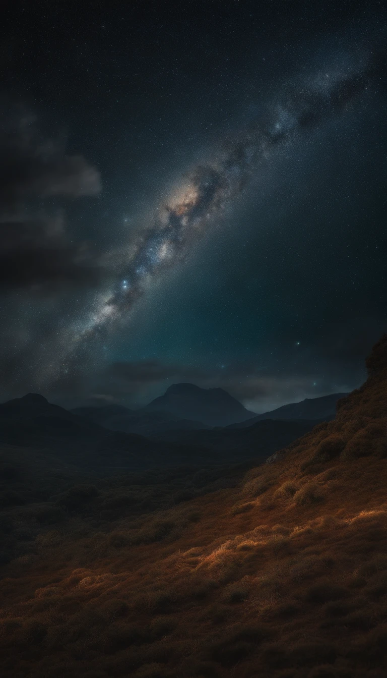 Bioluminescent particles in Air with cosmos epic lights cinematic