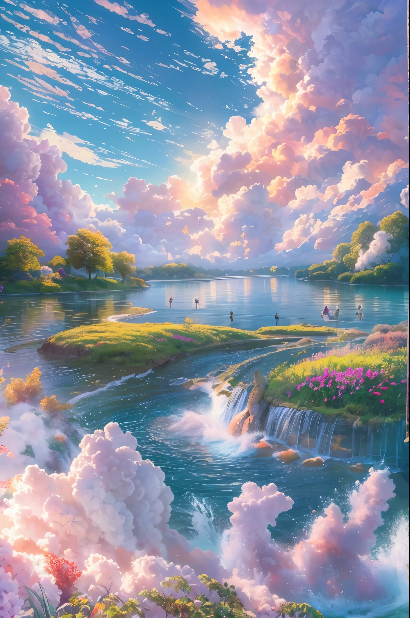 joy of nature, The vitality of nature, beautiful sky, detailed clouds, sun, relax art, 8k, masterpiece, best quality, super detailed