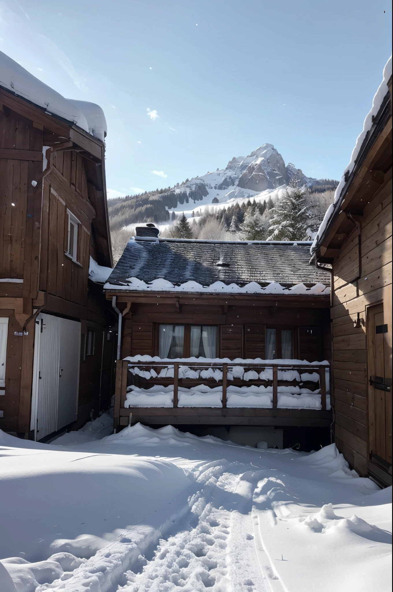 Créez une image à couper le souffle d'un paysage montagneux, mettant en scène un chalet magnifique. Les majestueuses montagnes devraient s'élever à l'horizon, capturant la grandeur et la beauté de la nature. La scène doit refléter un moment paisible avec une météo clémente, où le ciel est d'un bleu profond et dégagé.
Au premier plan, placez un chalet en bois pittoresque, entouré d'une légère couche de neige. Assurez-vous que le chalet a une architecture chaleureuse et accueillante, avec des détails tels que des lucarnes, une cheminée fumante, et des lumières émanant des fenêtres. La neige devrait reposer délicatement sur le toit et les rebords, ajoutant une touche hivernale à l'image.
Utilisez la lumière du soleil pour créer des jeux d'ombre et de lumière sur les flancs des montagnes, soulignant les contours rocheux. Ajoutez des arbres conifères saupoudrés de neige pour encadrer le chalet et ajouter à l'ambiance hivernale.
L'objectif est de générer une image réaliste qui évoque une atmosphère sereine, chaleureuse et invitante, transportant le spectateur dans un paysage montagneux enchanteur."