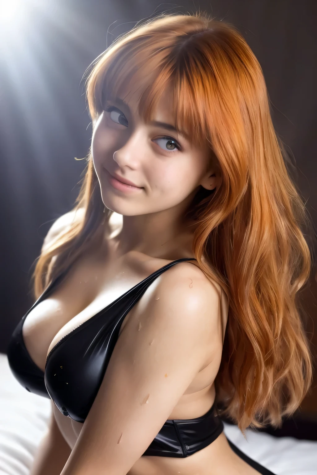 Portrait of a pretty -yeld toss girl with a, Cara hermosa, Ruso, en bragas, en la cama, hermoso busto (estudio privado oscuro, oscuro, Atmospheric light: 1.2) NSFW, cabello azul , cabello rosa, tetas perfectas, little giolescente, wet, perfecta,cuerpo perfecto, tetas hermosas, ASUKA Langley, ASUKA, evangelion