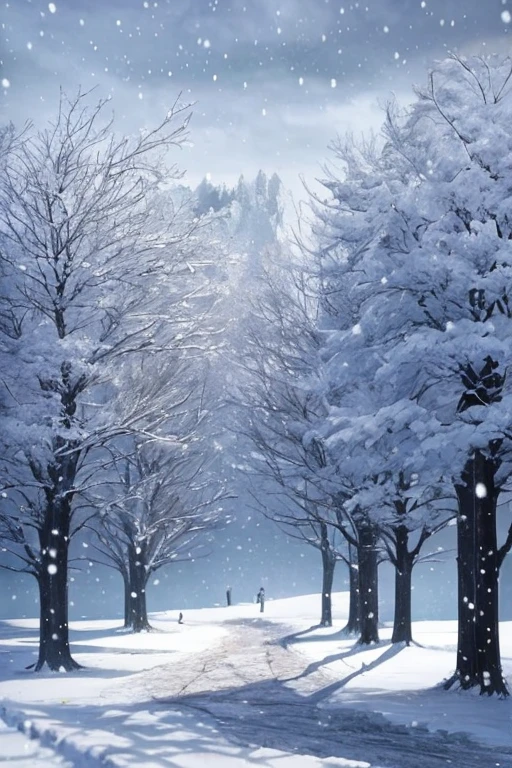 snow tree in snow,snowflakes falling, anime scene, 4 0 9 6, beautiful anime scenes, anime screenshot, snowy environment, Atmospheric animation, Anime beautiful peaceful scene, animation stills, anime background, (Yuki), Animation movie screenshots, Screenshot of the 2012 animation, My background only snow, Snowy background