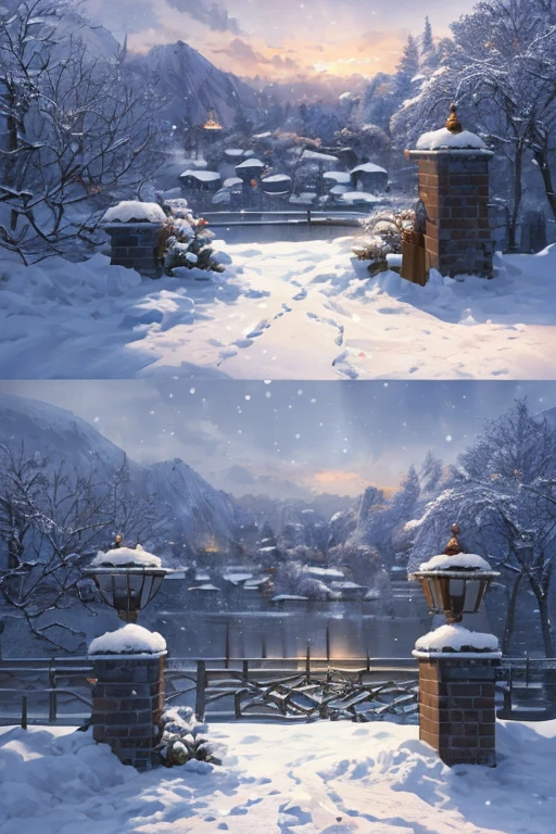 "(best quality,4k,8k,highres,masterpiece:1.2),ultra-detailed,realistic, snowy environment, beautiful anime scenes, detailed snowflakes, peaceful anime scenes, atmospheric anime background, (Yuki), anime movie screenshots, anime landscape, 2012 anime screenshots, snowy background