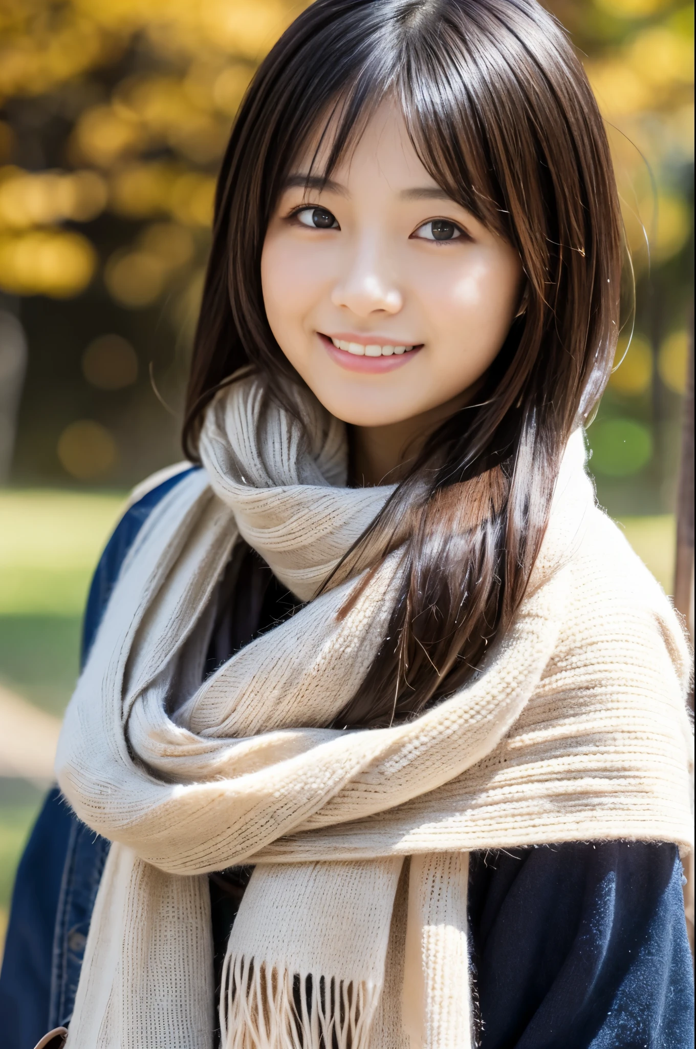 anatomically correct,masterpiece of,high resolution,((japanese hair)),((natural smile)),((hair blowing in the wind)),超detailedな、high quality texture、intricate details、detailed、非常detailedなCG、high quality shadow、Beautiful and delicate face in every detail、Beautiful and delicate eyes in every detail、Depth of bounds written、ray tracing,1 girl, japanese girl, cute, thin,woman wearing a scarf, Dressed like a college girl、japanese girl, Japanese female fashion model, beautiful young japanese woman, gorgeous young japanese woman, beautiful japanese woman, japanese girl, real anime girl, Beautiful japanese girl, japanese model, 美しいjapanese girlの顔, asian young girl