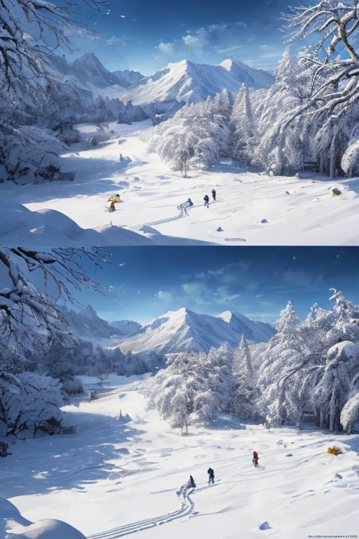 (best quality,4k,8k,highres,masterpiece:1.2),ultra-detailed,(realistic,photorealistic,photo-realistic:1.37), snowy mountain, trees, person on a snowboard, winter concept art, snowy environment, snowy background, ski resort, snowy mountain backdrop, snowy landscape, snow wilderness, beautiful anime scenes, anime landscape, snowy background, anime backdrop, mountain scenery, background artwork, anime movie background, snowy scenery, anime scenes, anime landscape