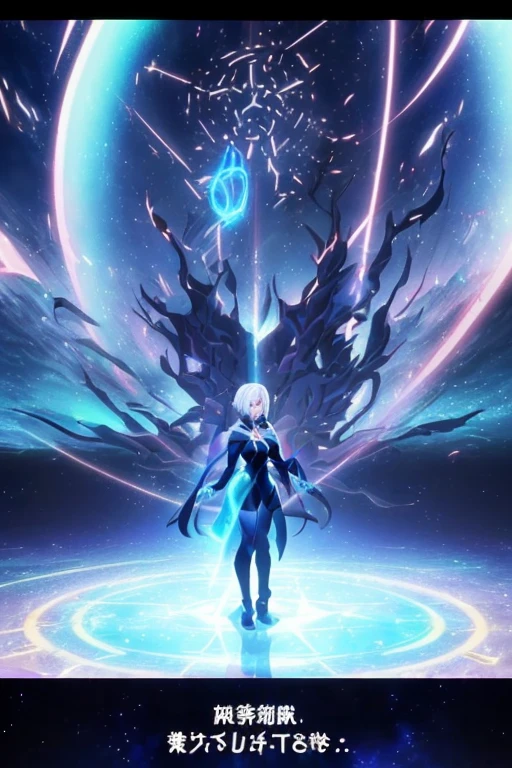 (a woman standing in a blue-lit darkroom, animated scene, 2012 animation screenshot, animated movie screenshot, Fayle anime aesthetic/visuals, Fate/Grand Order, 2019 anime screenshot, holographic discs hovering around her, Kuro anime screenshots, Fate/Zero, anime screenshots, anime screenshots, )