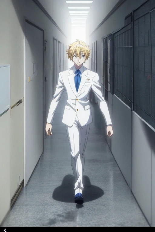 (white suit) anime character walking through a dark corridor, running anime girl, screenshot from a 2012 anime, screenshot from an animated movie, in an animated film, Kyoya anime screenshot, anime of the day recommendation, still from a TV anime, in the style of Studio Insane, anime style of Insane Asylum