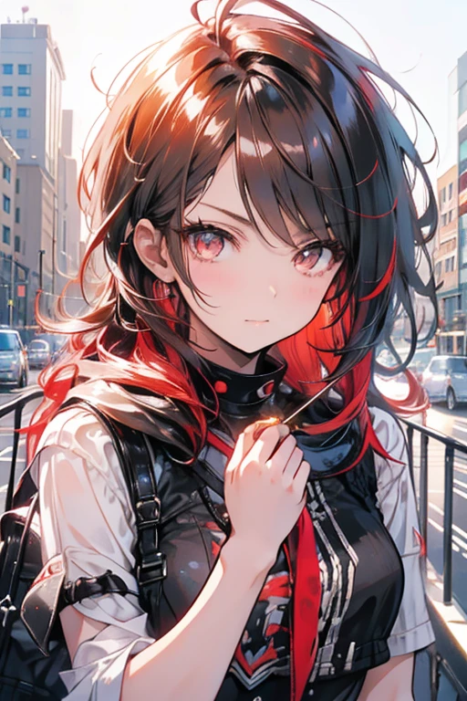 a black haired woman with brown eyes is eating lunch with a red haired woman with red eyes