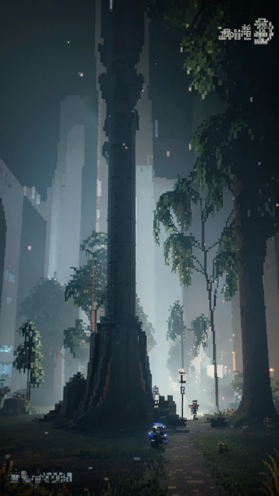 a game world. night. 3Dpixel art4k壁纸. 令人难以置信的pixel art细节. pixel art. 详细的虚幻引擎pixel art
