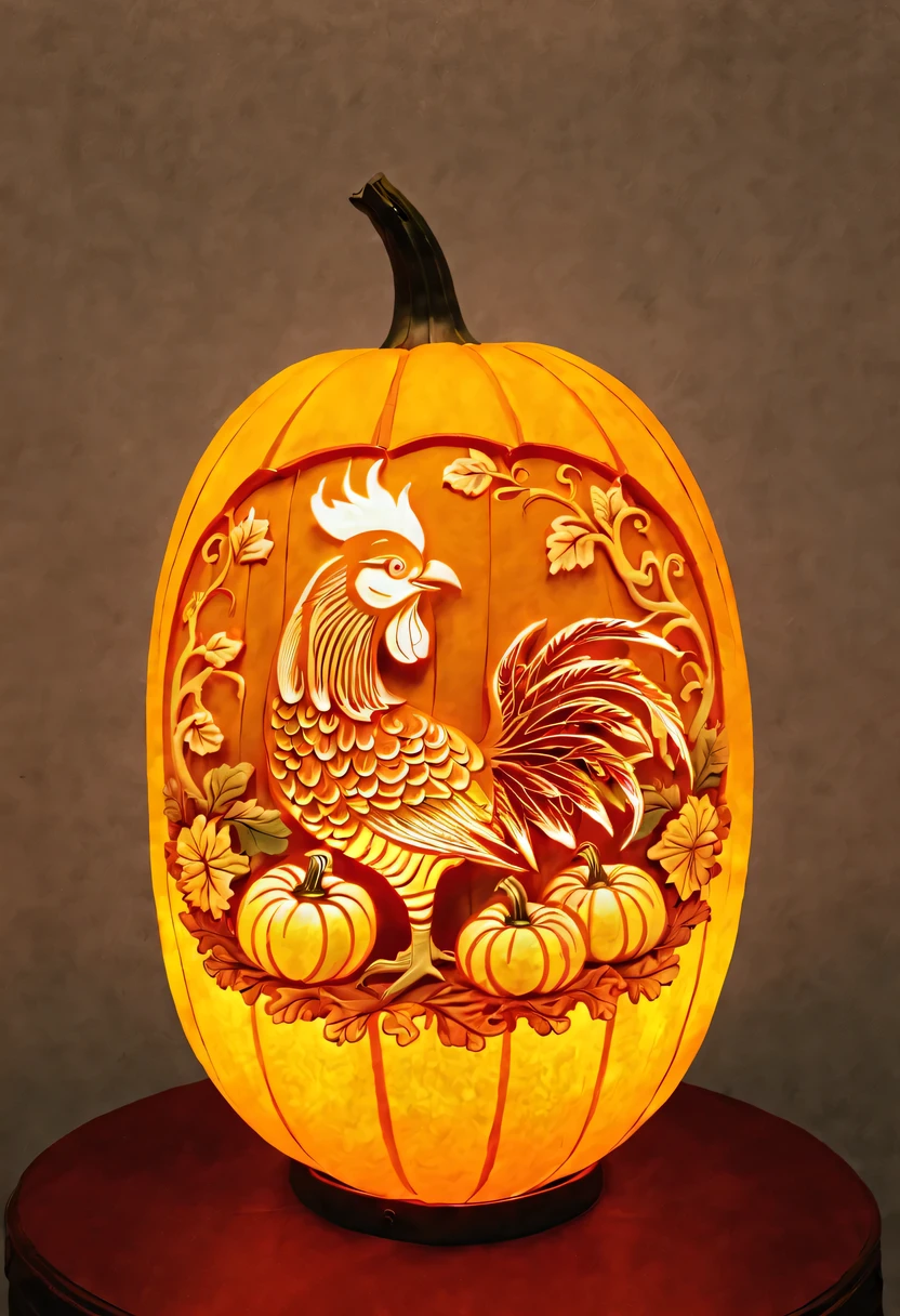 (pumpkin lantern:pumpkin relief:1.5),pumpkin art,Embossed art,Elaborate relief,，surreal, high detail, detailed, lifelike, natural pumpkin color, table decorations,Diaofeng