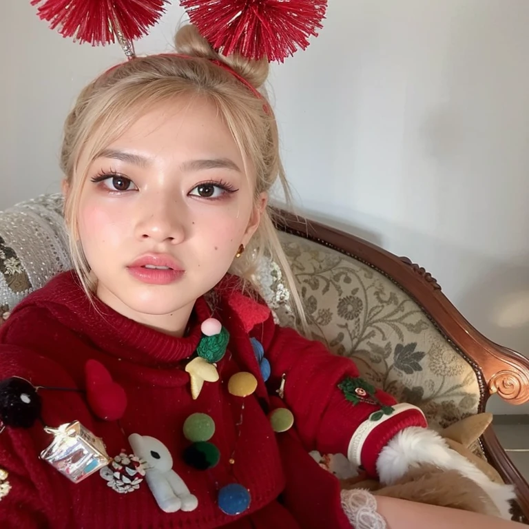 There is a woman wearing a red jacket and a red hat, Roseanne Park from Blackpink, portrait of Josie from Blackpink, Josie from Blackpink, Lalisa Manoban from Blackpink, Lalisa Manubal, Jia, Park for a minute, Blackpink Jennie, sha xi, belle delphine, jaeyeon nam, Kim Dewong, 8k))