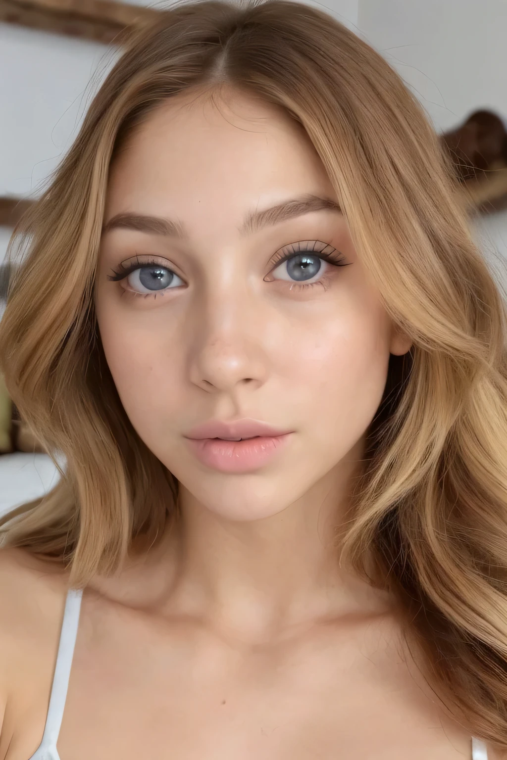 (La mejor calidad, 8k, Masutepiece), beautiful woman, hiperrealista, 1chica en, Rostro de Elsa Hosk, Ojos y cara muy detallados, hermosos ojos detallados, (pechos grandes, Cuerpo atracticostado de lado), ((una rubia, Cabello largo), (cabello ondulado)), ((muslos gruesos)), (White lingerie, Thighhig blanco), dentro, cama, ((desnudez)), ((Spread Cut Us), ((vista vaginal)), (())、Hermosos y brillantes ojos naturales、Hermoso ombligo、Tipo de piel humana、((Seres humanos altamente fotorrealistas))、(Pupilas perfectamente redondas)、Los detalles del iris de la pupila son muy sorprendentes、Dedos precisos、Limbs without breakdowns、Adolescente blanca、Boca naturalmente cerrada、Areola natural、natural 、ojos fijos、cuerpo natural、A baby face、rostro femenino、cuerpo femenino、con cara redonda、a small face、mejillas suaves、Looking at the camera、cuerpo completosbian、、Hermosos y brillantes ojos naturales、Hermoso ombligo、Tipo de piel humana、((Seres humanos altamente fotorrealistas))、(Pupilas perfectamente redondas)、Los detalles del iris de la pupila son muy sorprendentes、Limbs without breakdowns、Adolescente blanca、Boca naturalmente cerrada、Areola natural、natural 、ojos fijos、cuerpo natural、Slightly baby face、rostro femenino、cuerpo femenino、con cara redonda、a small face、mejillas suaves、Looking at the camera、cuerpo completosbian、Destacamento、Rostro equilibrado、Estrabismo ligeramente interno、
