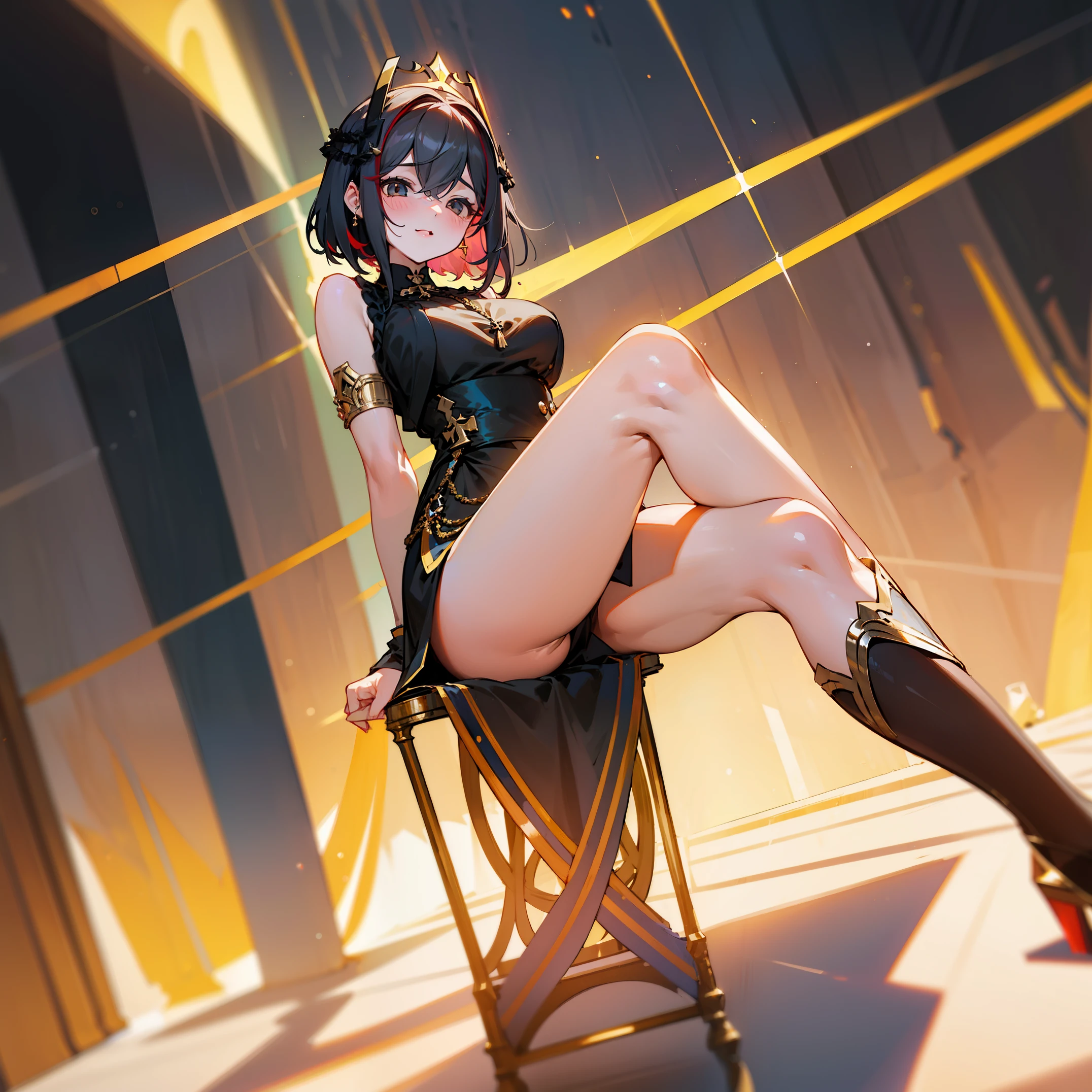 ((girl roon) ), erotic posture, Beautiful posture, big goud, The interweaving of light and shadow,Abstract and elegant,Celebrate the beauty of feminine power(orgasm、upper legs)
