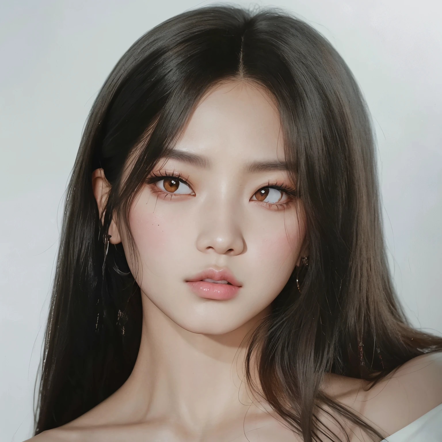 Asian woman with long black hair and a white blouse, retrato de jisoo rosa negro, jisoo de blackpink, Jisoo de Blackpink, portrait of jossi de blackpink, jennie rosa negro, jossi de blackpink, aparcar desde-min, korean symmetrical face, heonhwa choe, lee ji - eun, lee ji-eun, Jinyoung Shin, rasgos de la cara coreana