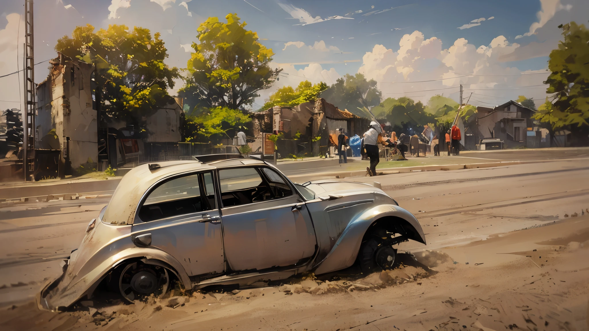 broken old car, dirty car, dusty car,
