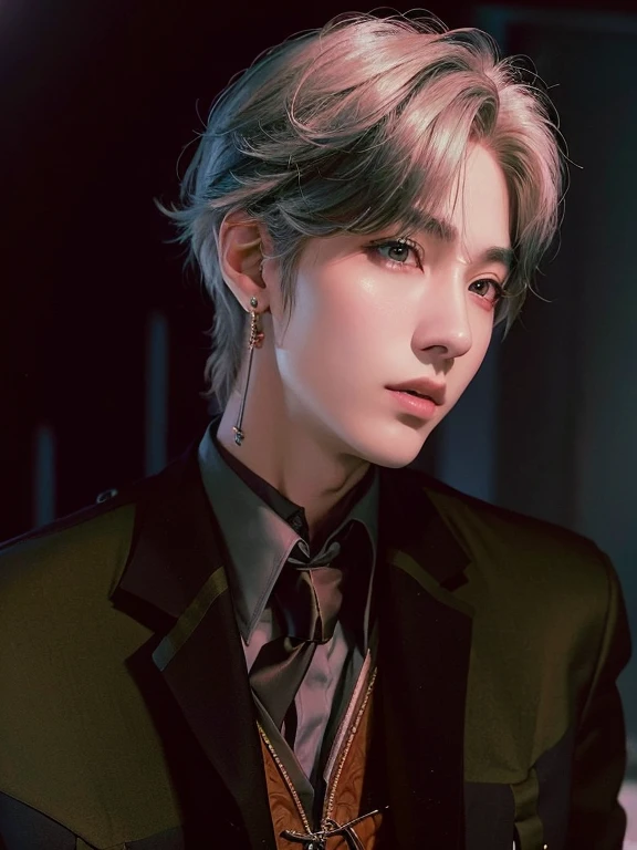 arafed image of a man with a tie and a jacket, cai xukun, jung jaehyun, hyung tae, inspired by jeonseok lee, beautiful androgynous prince, kim doyoung, delicate androgynous prince, portrait of jossi of blackpink, portrait of kpop idol, xqc, yanjun chengt, jinyoung shin, inspired by Yanjun Cheng