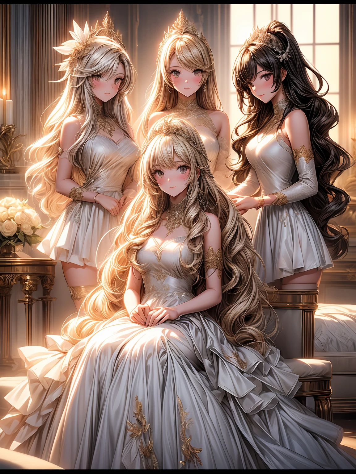 3girls, 3 girls wearing beautiful white dresses, beautiful tiara hair accessories, golden hour , playing in bath tub, golden hour lighting, curly lond hair, pixiv, soft lighting, soft shadow, candle, happy, cute, ffxiv, golden hour light, cozy background, manga style, Tsutomu Nihei style, vibrant colors, Manga nib pen style, d beautiful_sparkle background, ((shiny )), glistening, highly detailed, light, cute, cozy atmosphere — quality, ((more details:1.5))
Negative prompt: EasyNegative, worst quality, blurry image, worst , normal quality, error , extra legs, extra hands
Steps: 30, Sampler: DPM++ 2M SDE Karras, CFG scale: 5.0, Seed: 108275170, Size: 1080x1350, Model: SDVN7-NijiStyleXL, Denoising strength: 0,