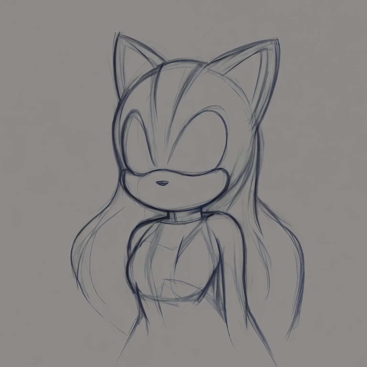 Female, Mobian, Hedgehog, ((Sketch)), Sketch base, base, blank background
