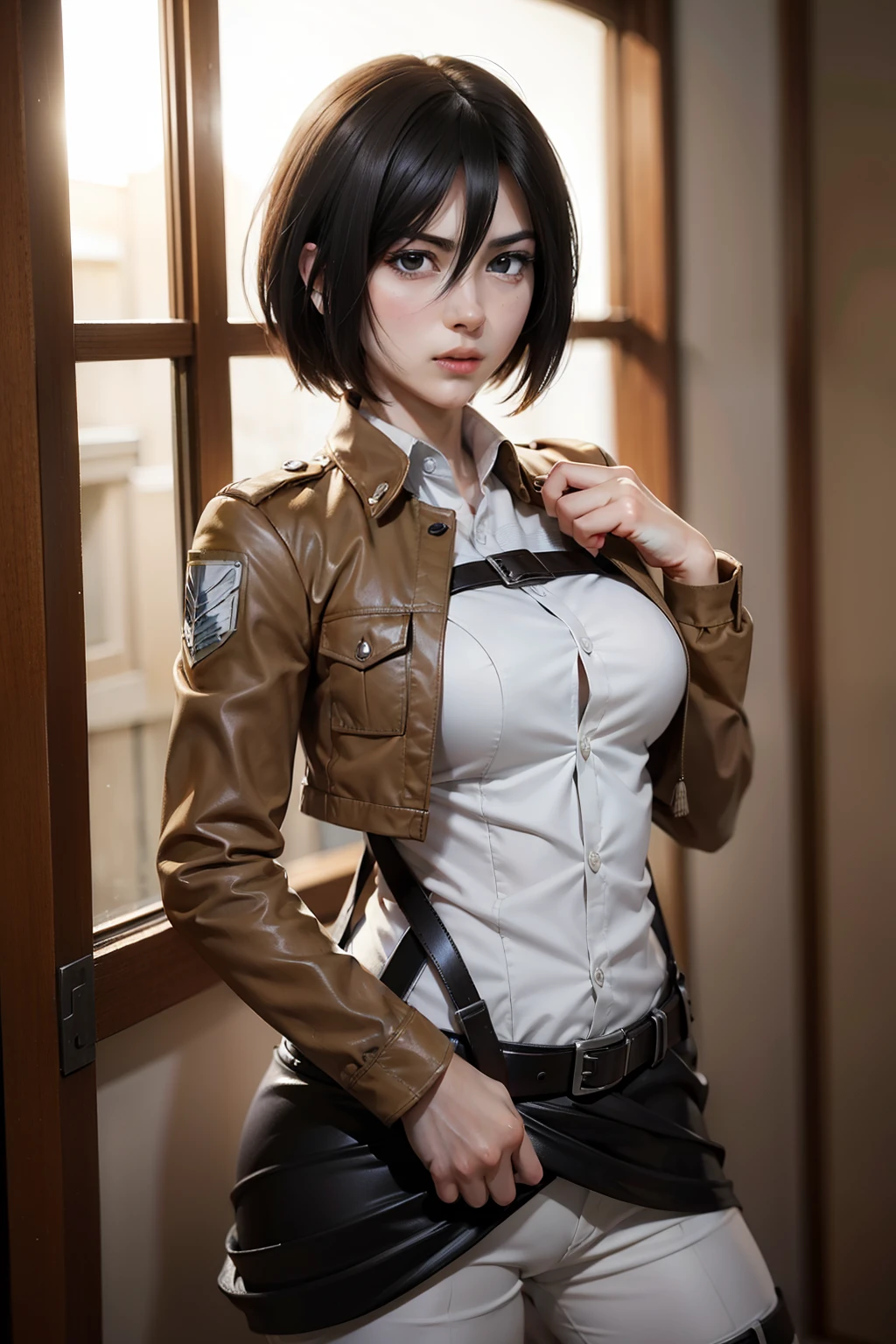 Personaje Mikasa Ackerman, del anime Shingeki no kyojin, sexy