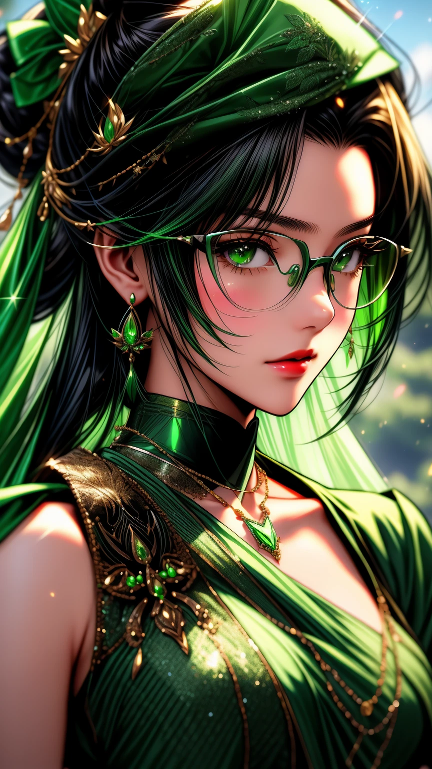 a close up of a woman in a Green dress with a necklace, artgerm on artstation pixiv, sakimi chan, extremely detailed artgerm, sakimichan frank franzzeta, trending on artstation pixiv, sakimichan, ! dream artgerm, fanart best artstation, trending on artstation:3