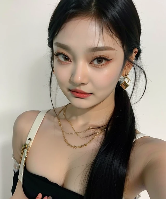 um close up de uma mulher com longos cabelos pretos usando um vestido preto, Jinyoung Shin, Heonhwa Choe, Ulzzang, jaeyeon nam, Hwang se-é, Lee Ji-eun, Lee Ji-eun, tzuyu de duas vezes, estacionar a partir de-min, ****** coreana, linda jovem coreana, Seseon Yoon, gongbi