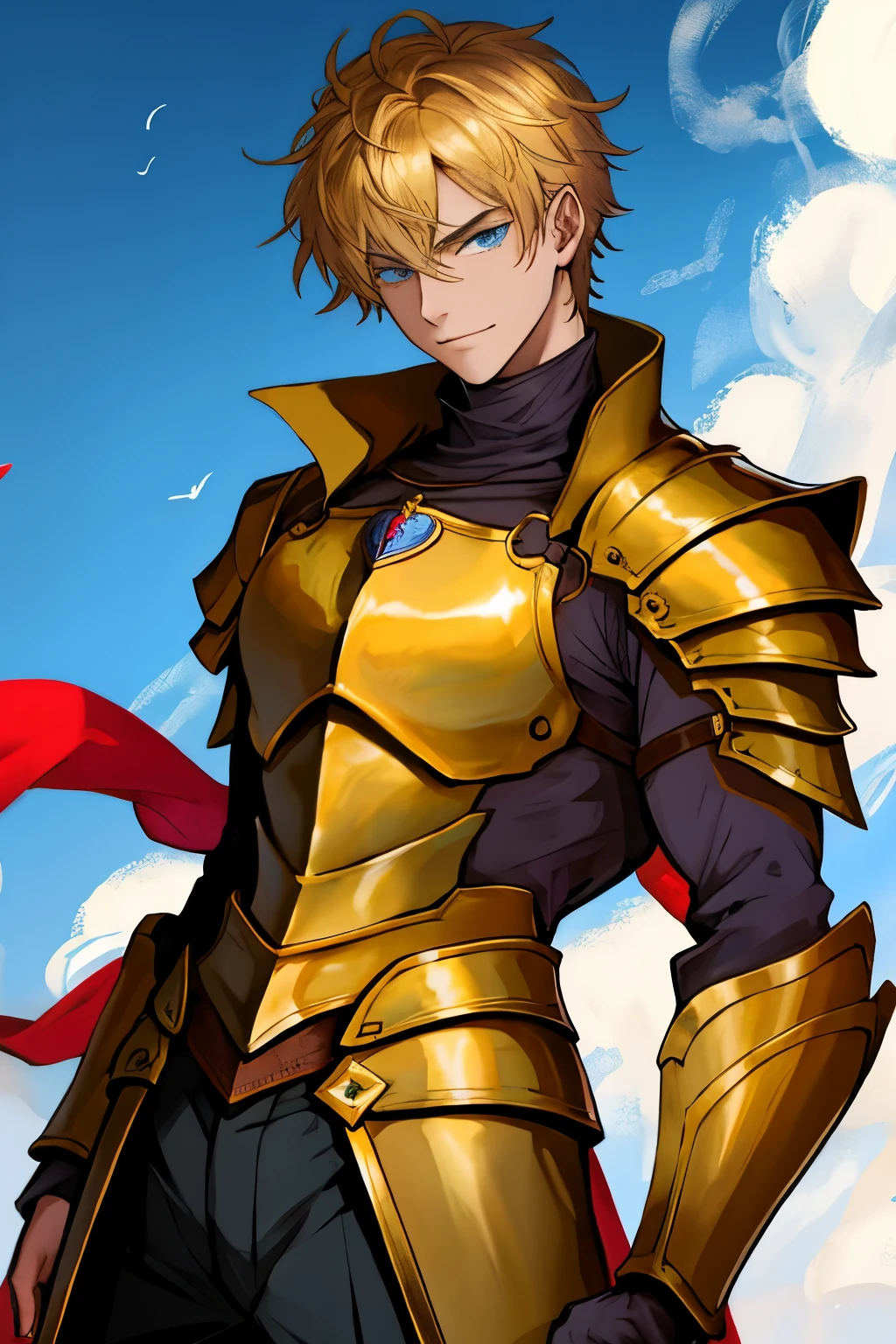 1 boy, golden shining armor