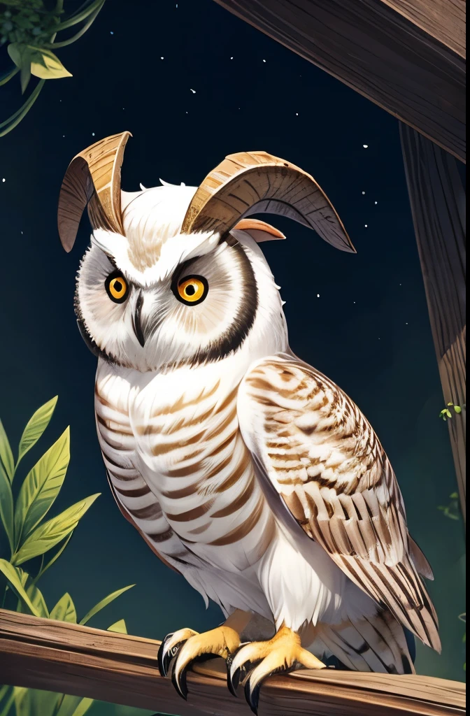 Owl(animal) with goat horns