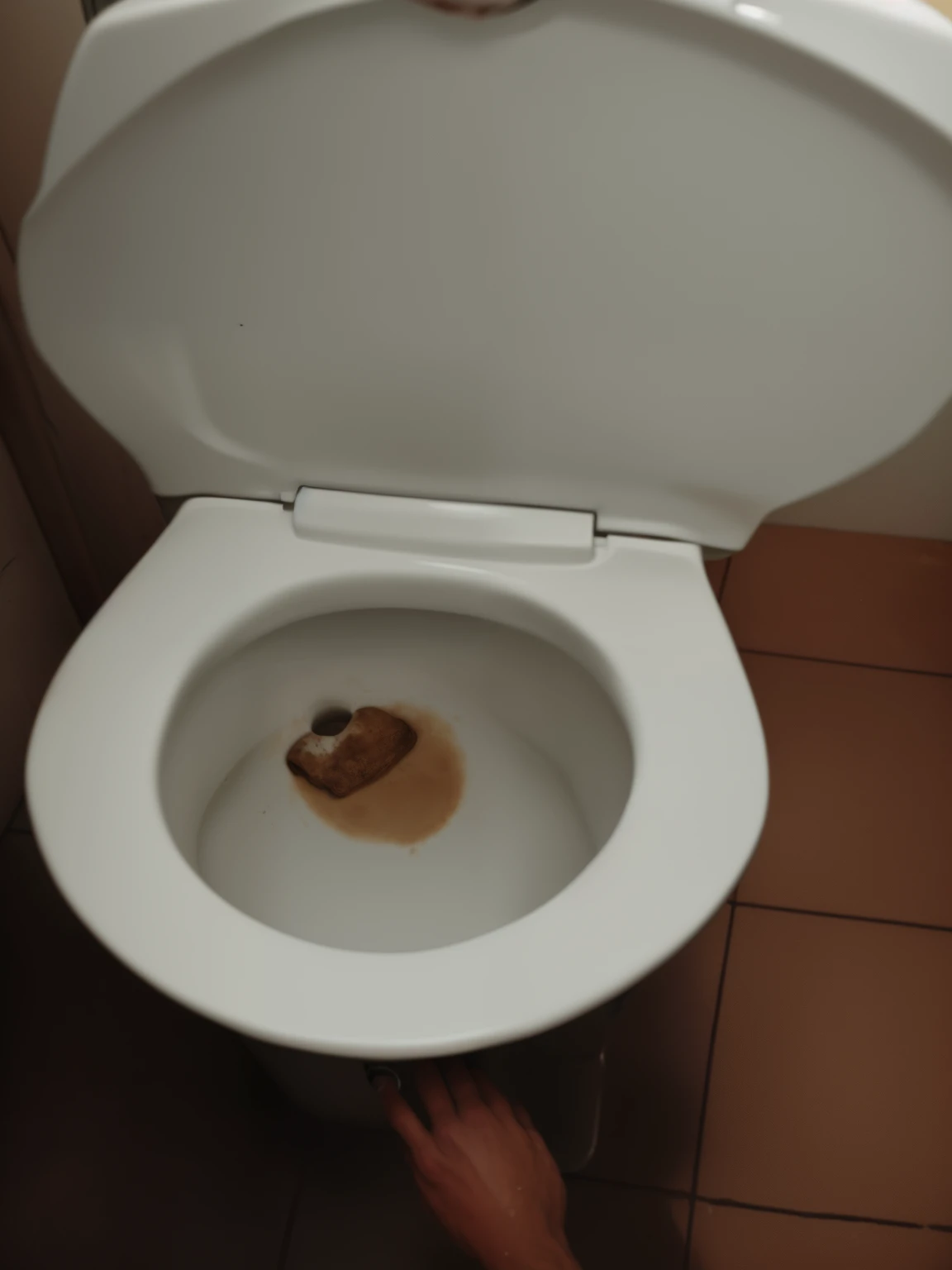 someone standing in a bathroom with a dirty toilet, broken toilets, puke, there full bedpan next to him, excrement, toilet, the toilet shiny, an upside down urinal, unsanitary, golden toilet, poop, , disgusting food, sewage, vomit, siting on a toilet, with lots of scumbling