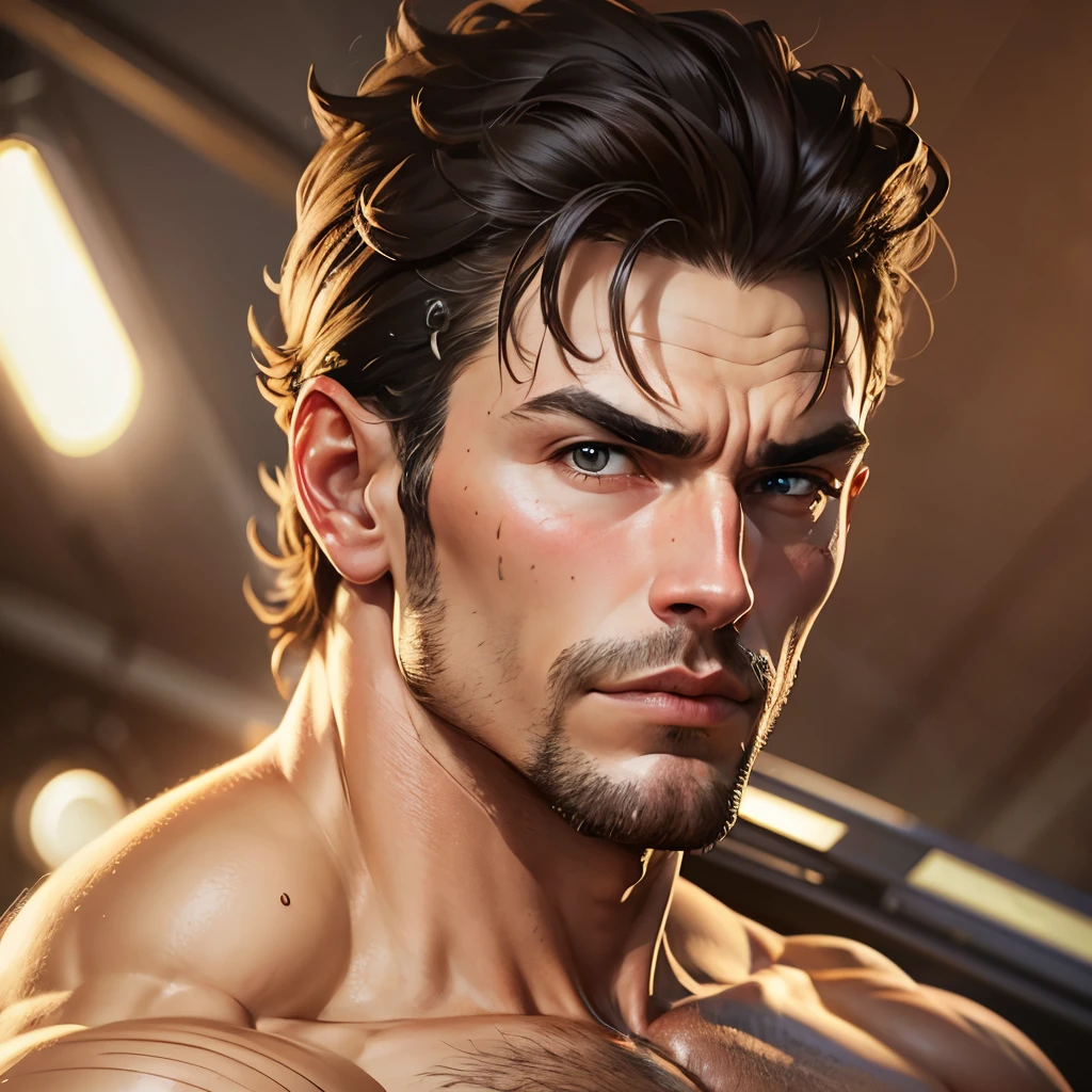 Handsome male wrestler showing off his muscles , primer plano, octanaje, imagen cristalina, detalle digital, imagen bellamente representada, surrealismo, fotorrealismo, tendencia artstation. --auto --s2
