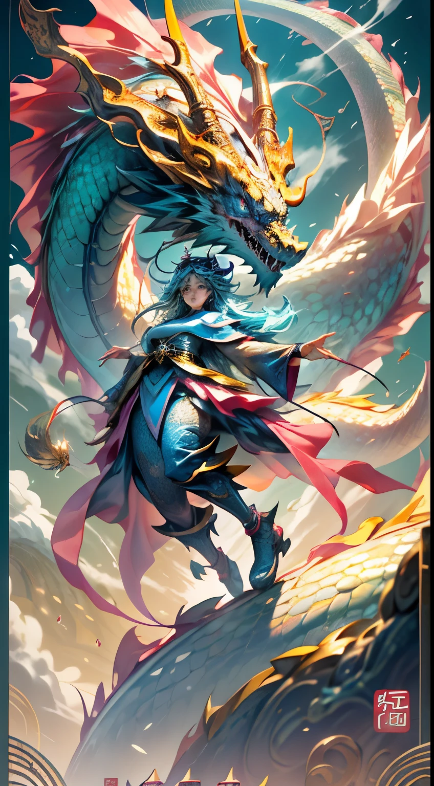 arte oficial, fondos de pantalla unificados de 8K, Ultra - detallado, hermoso y hermoso, A dragon:2 mejor calidad, (Zentangle, Conspirar, enredar), (s arte fractal: 1.4), 1Chica maga oscura,cabello rubio, Japoneses, hombros desnudos expuestoalda corta, small thighs, ombligo, El es muy detallado, Angle Dynamic, Lente vaquero, (Chaos at its most beautiful), afluente, (colores brillantes), Oc, (a mitad de: 1.2), JPN, (Thangka cielo volador: 1.5), (Cintas: 1.3), (dream: 1.5), (Hanfu: 1.5), Cute dragon, Chinese phoenix,(airado:0.5),(Japanese God),Cara de mujer perfecta,ojos azules, labios rosados. Dragón Chino Namer-Namer-Namer-Dark Wizard Girl