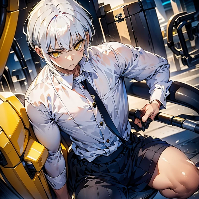 Man with white hair anda yellow eyes